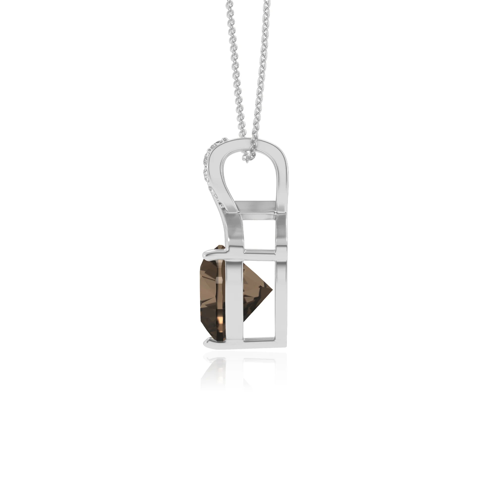 natural smoky-quartz heart solitaire necklaces in white gold