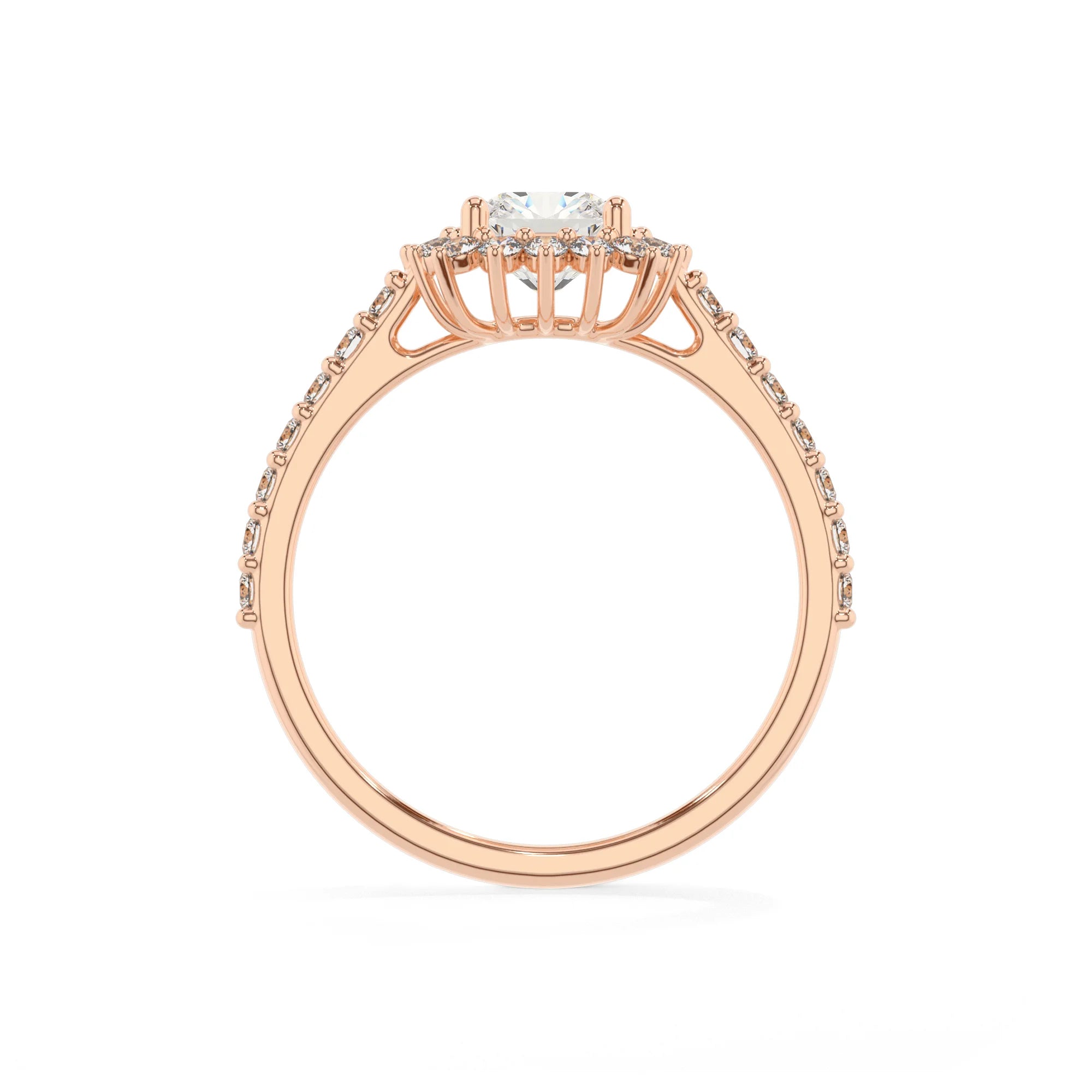 lab grown moissanite cushion solitaire rings in rose gold