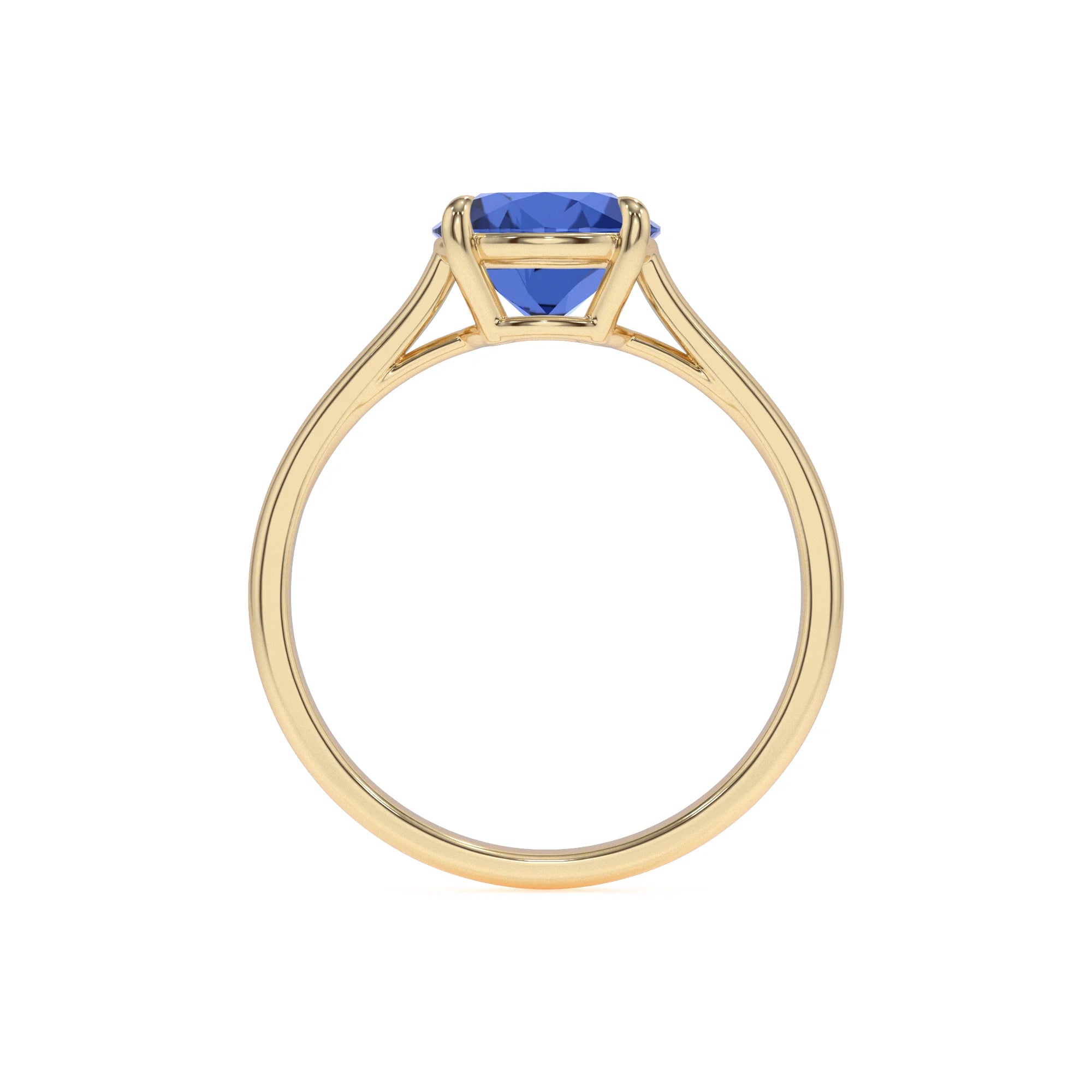 lab grown blue-sapphire round solitaire rings in yellow gold