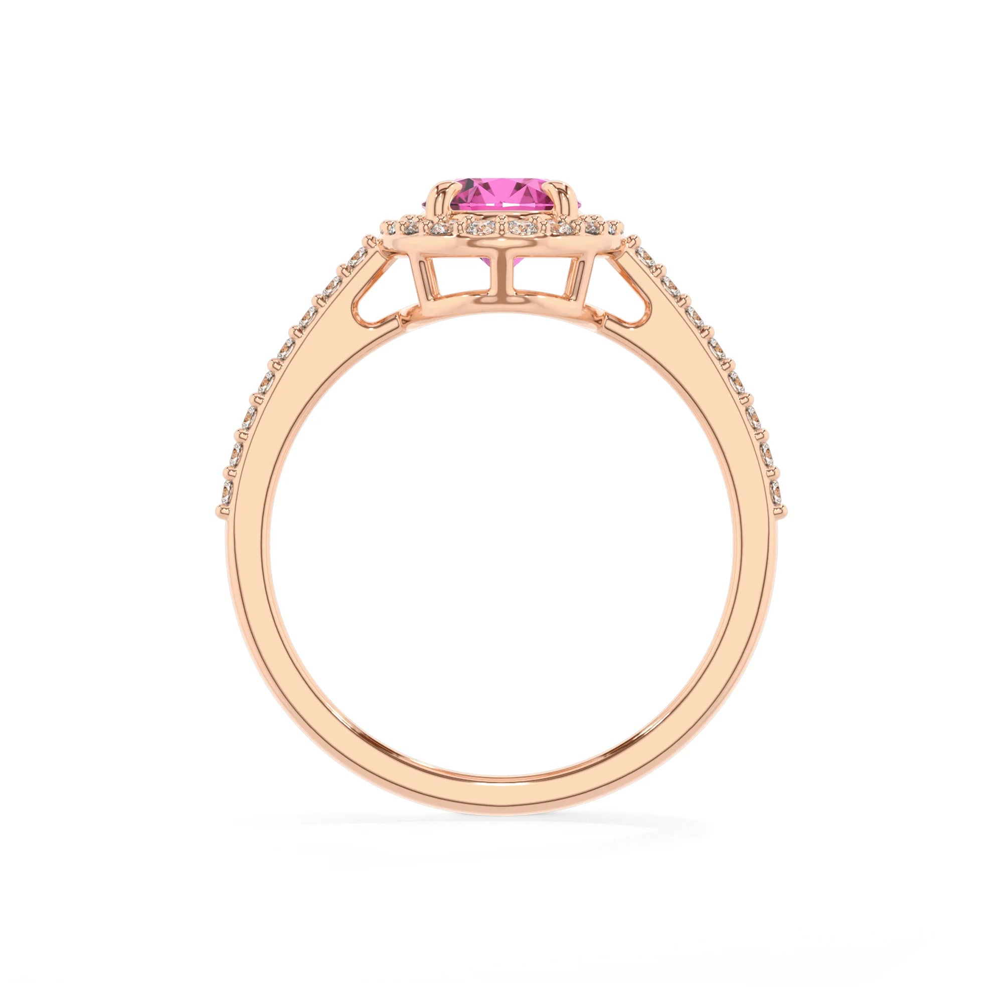 lab grown pink-sapphire oval solitaire rings in rose gold
