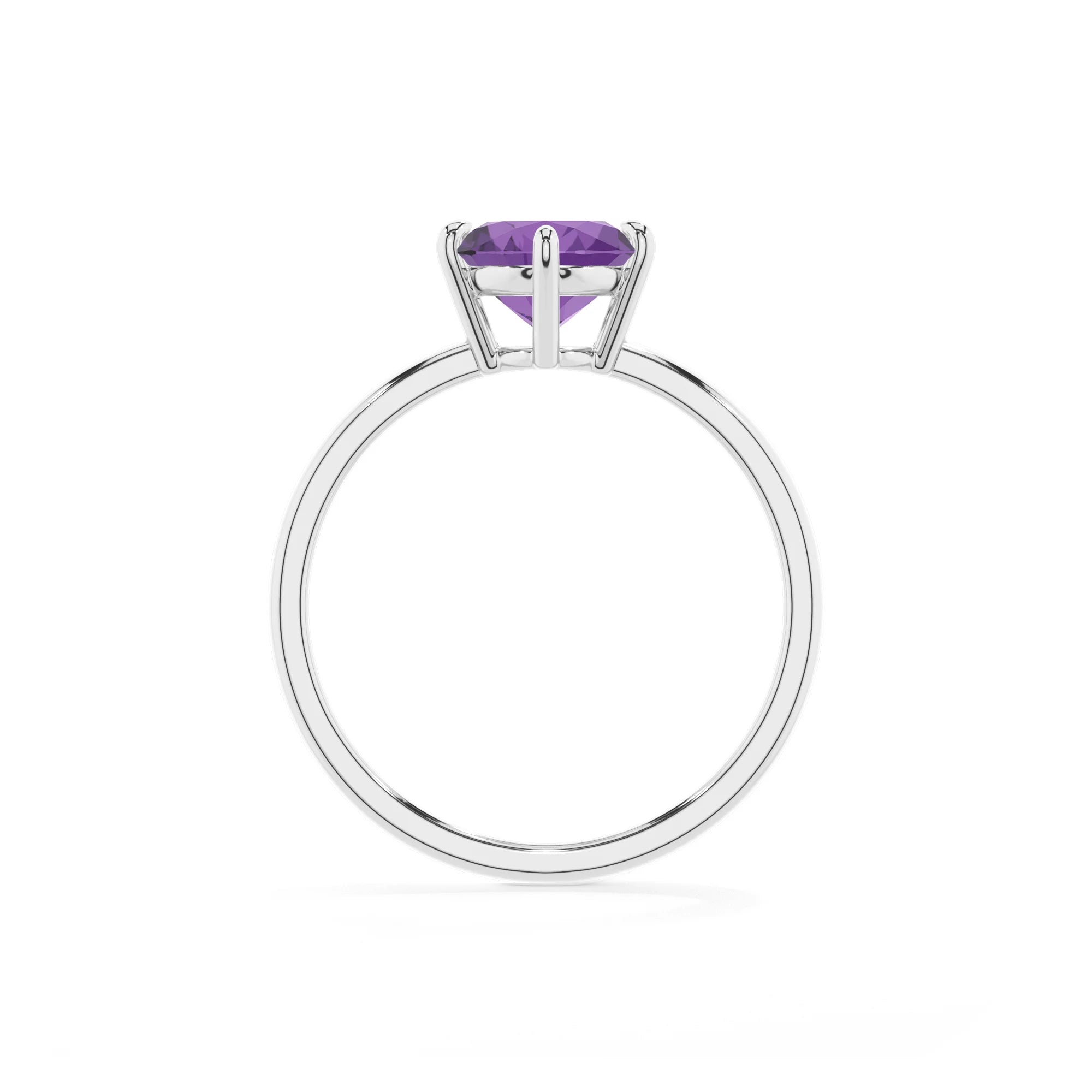 lab grown amethyst oval solitaire rings in white gold