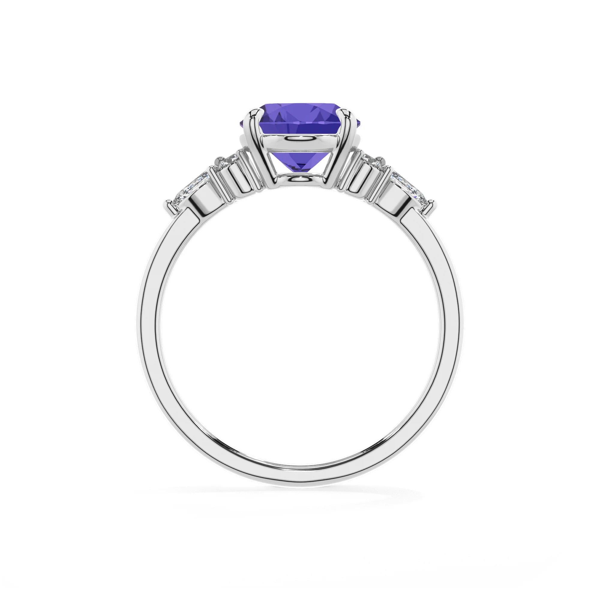 lab grown tanzanite oval solitaire rings in sterling silver