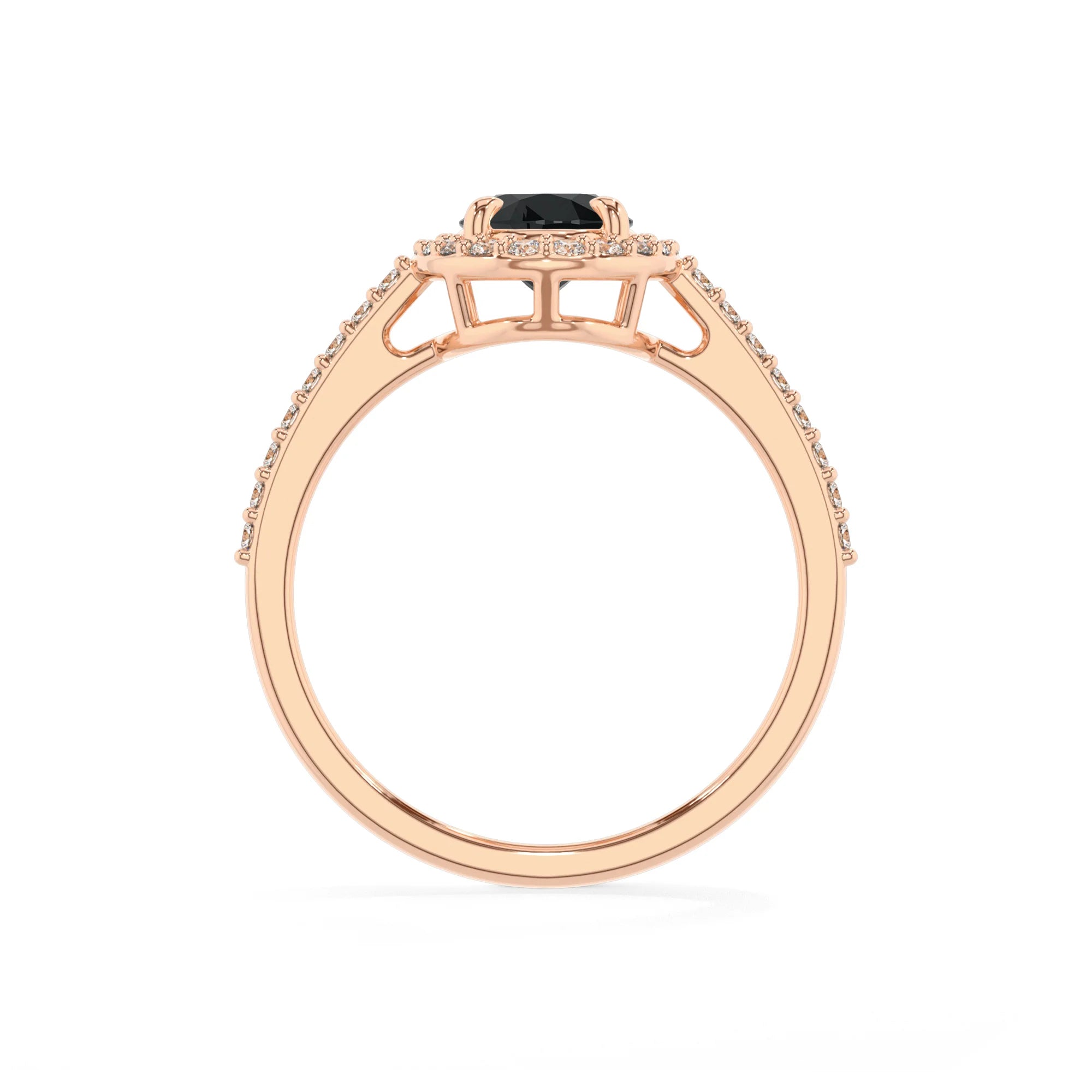 natural black-onyx oval solitaire rings in rose gold