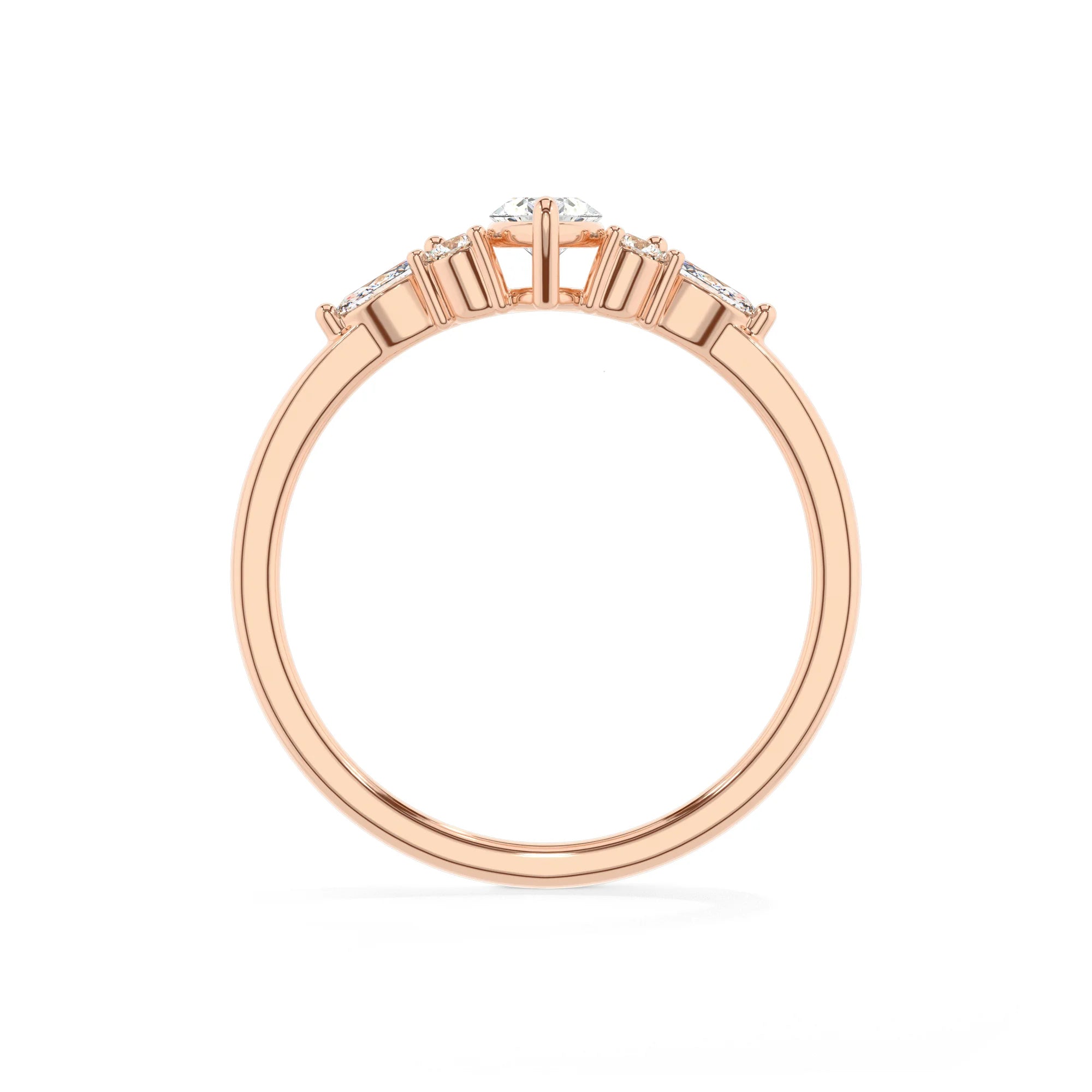 lab grown moissanite marquise solitaire rings in rose gold