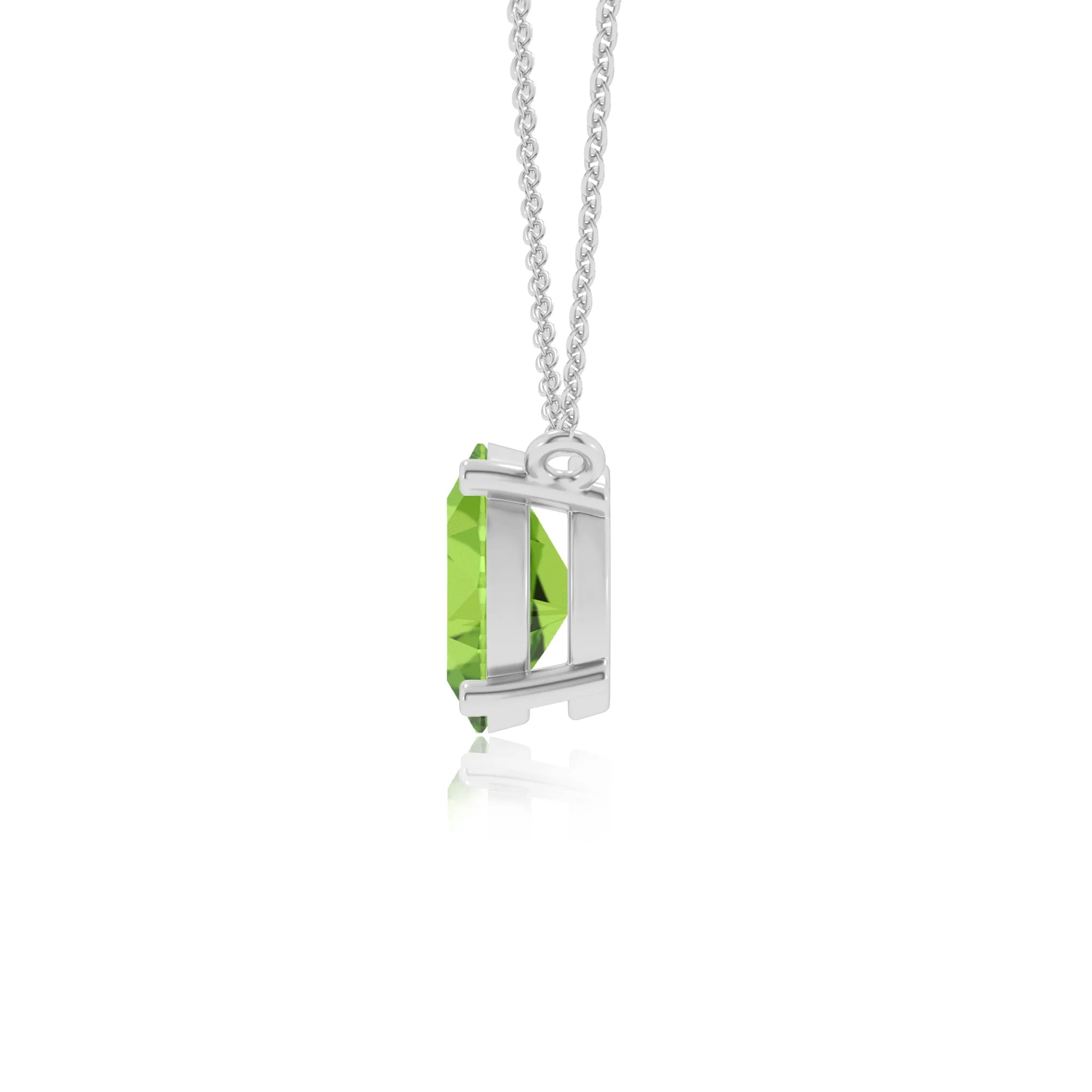 natural peridot oval solitaire necklaces in platinum