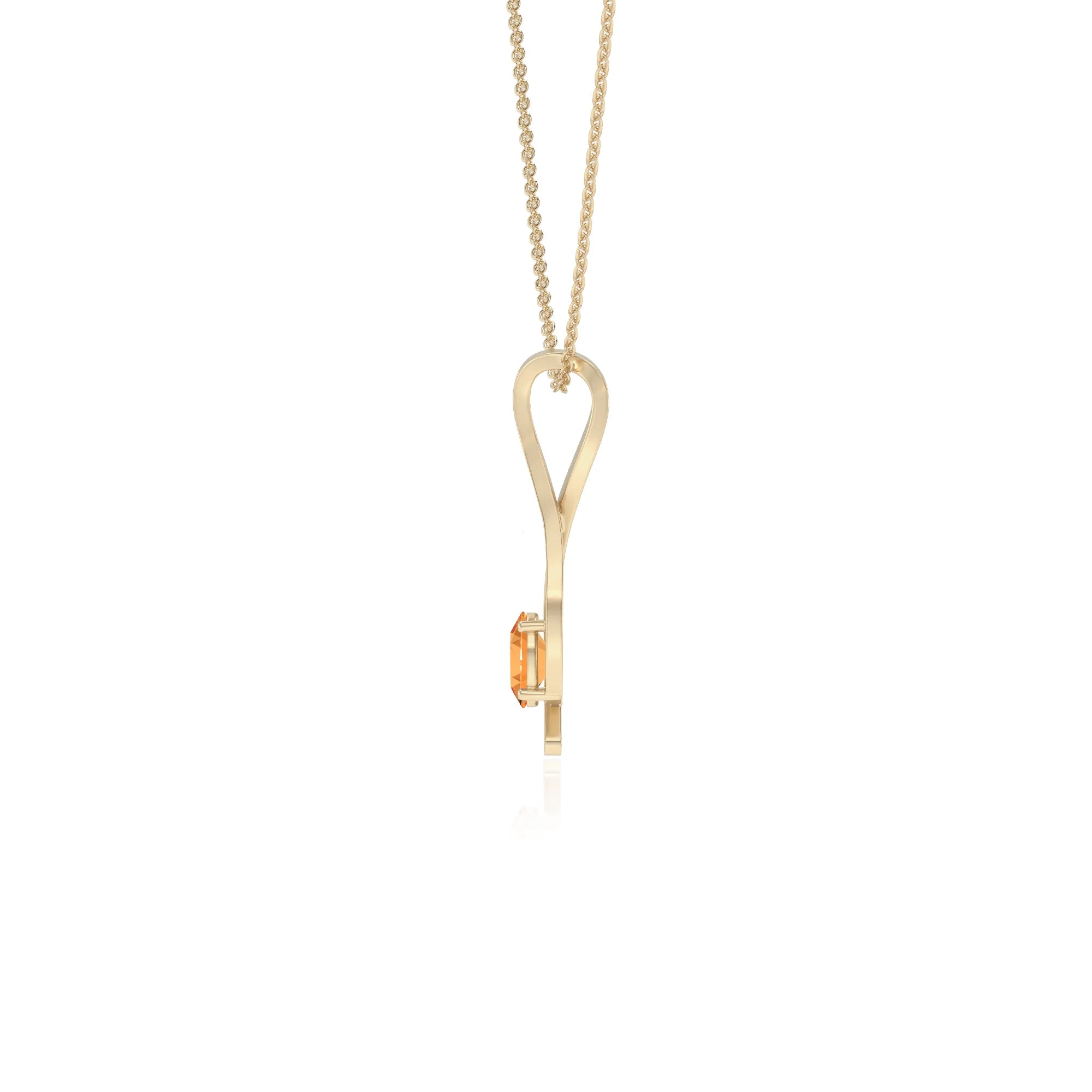 lab grown citrine oval solitaire necklaces in yellow gold