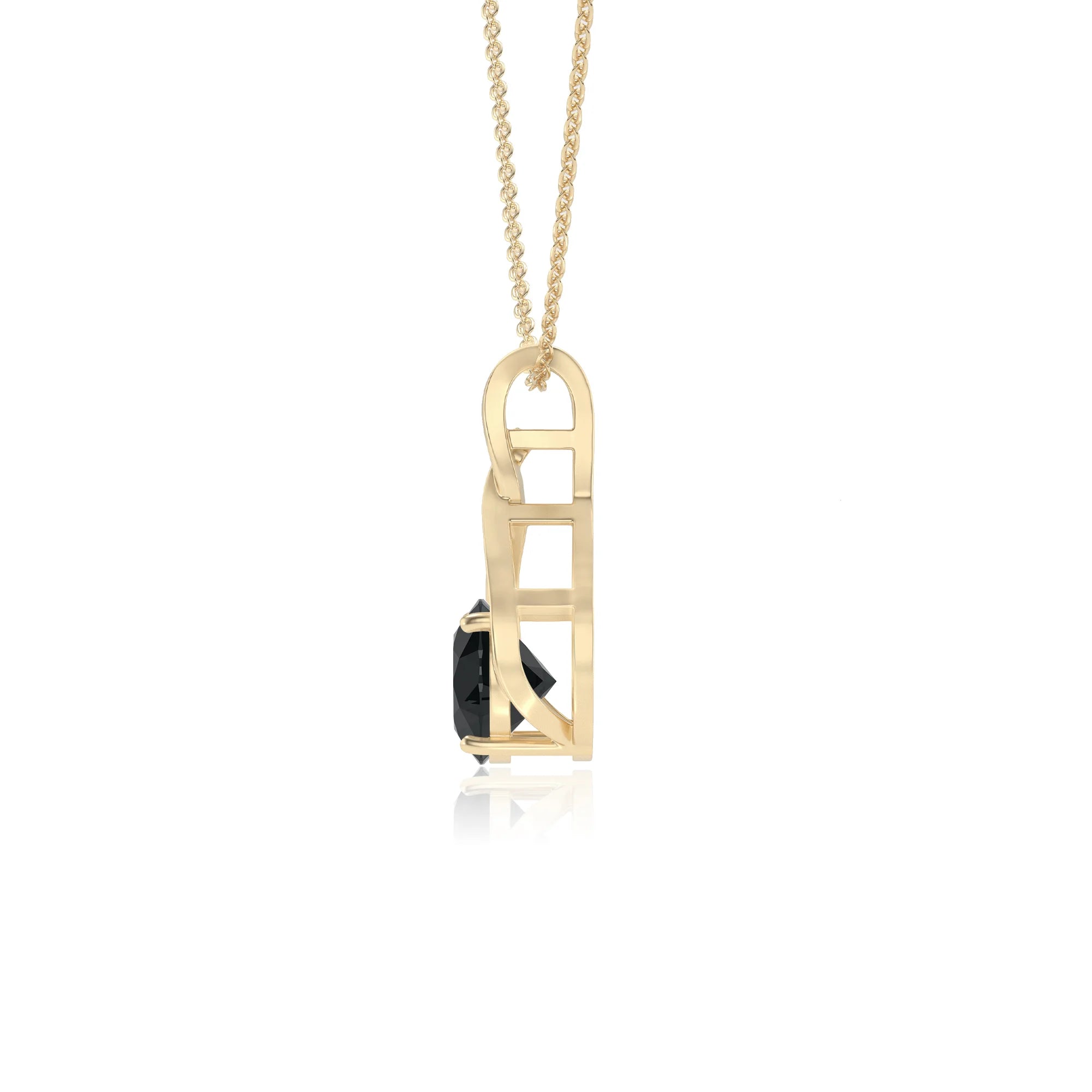 natural black-onyx round solitaire necklaces in yellow gold