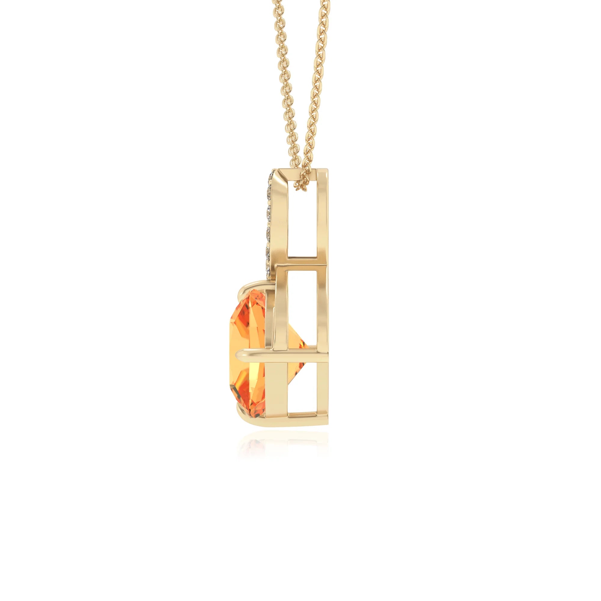 lab grown citrine cushion infinity necklaces in yellow gold