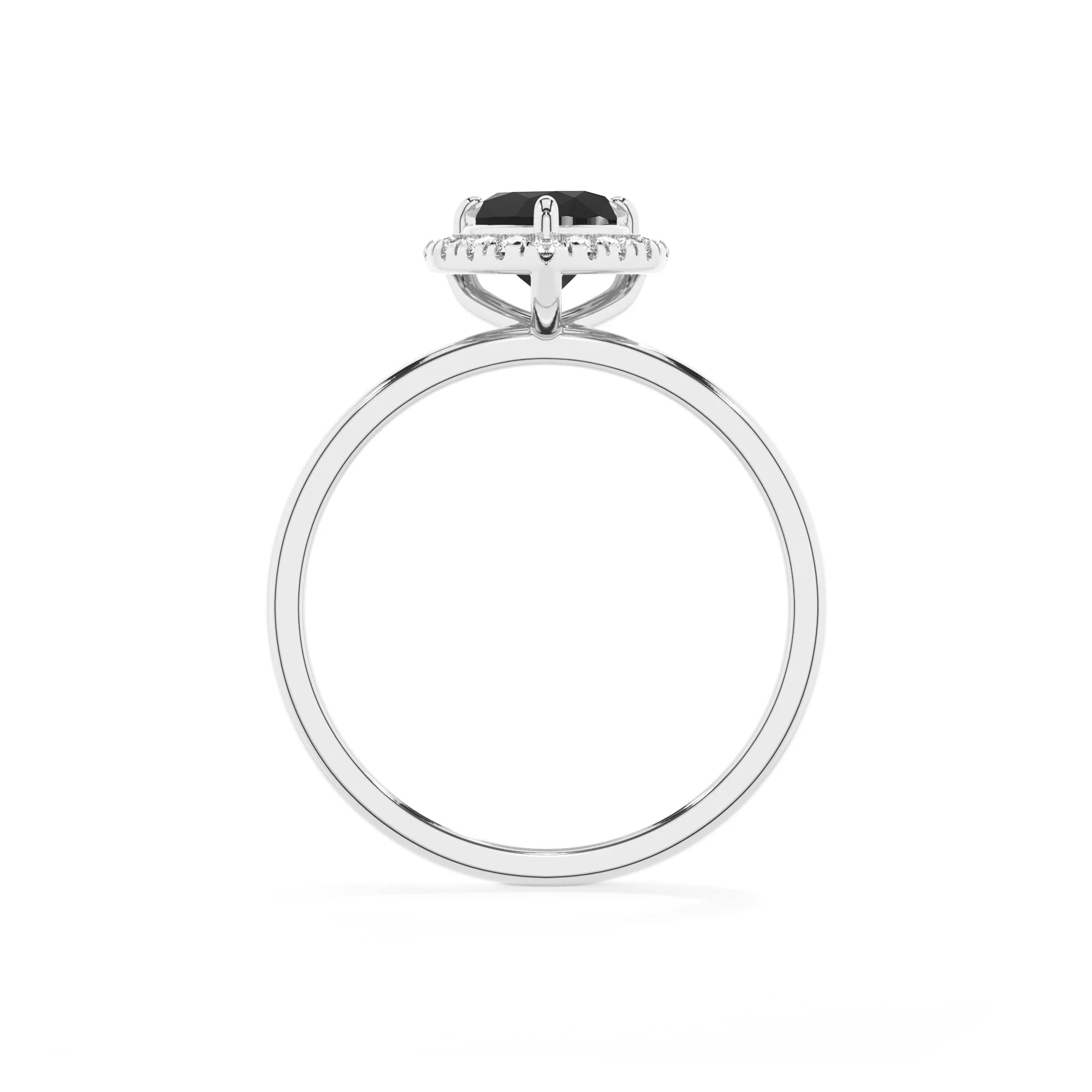 natural black-onyx heart solitaire rings in platinum