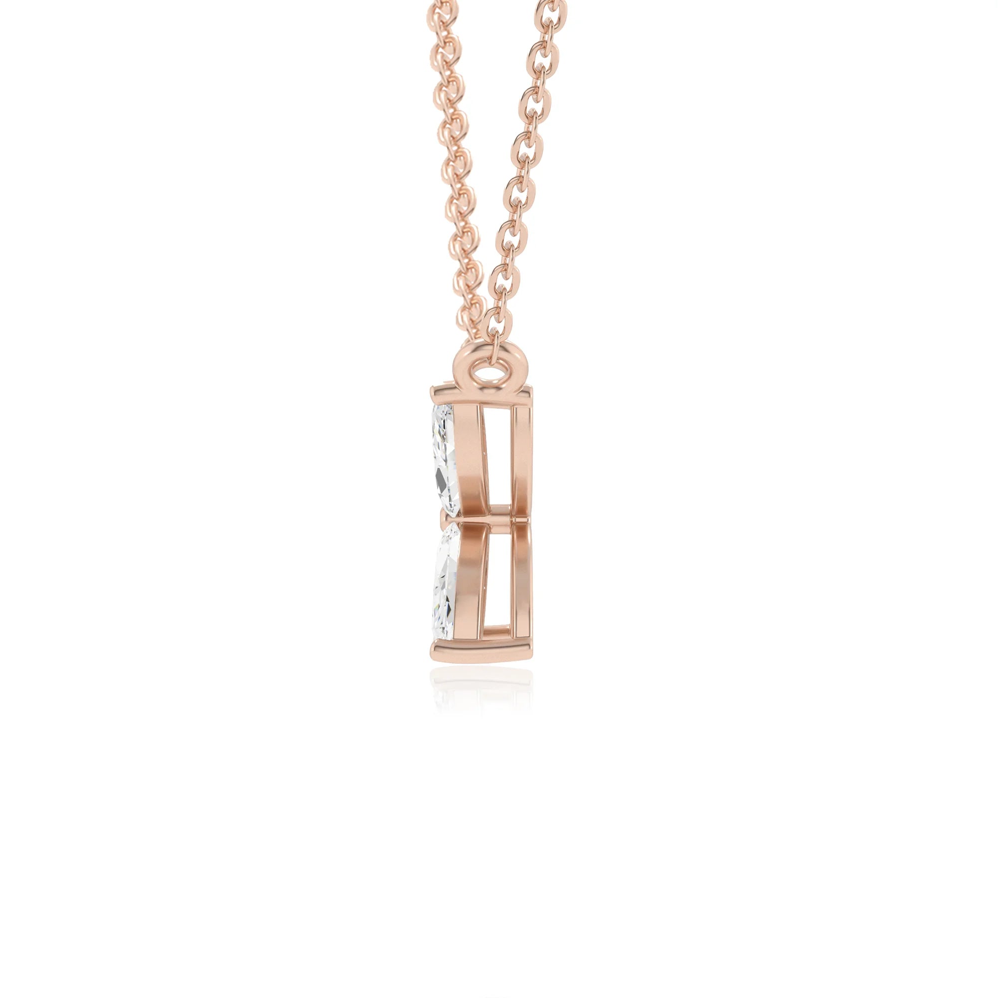 lab grown moissanite marquise infinity necklaces in rose gold