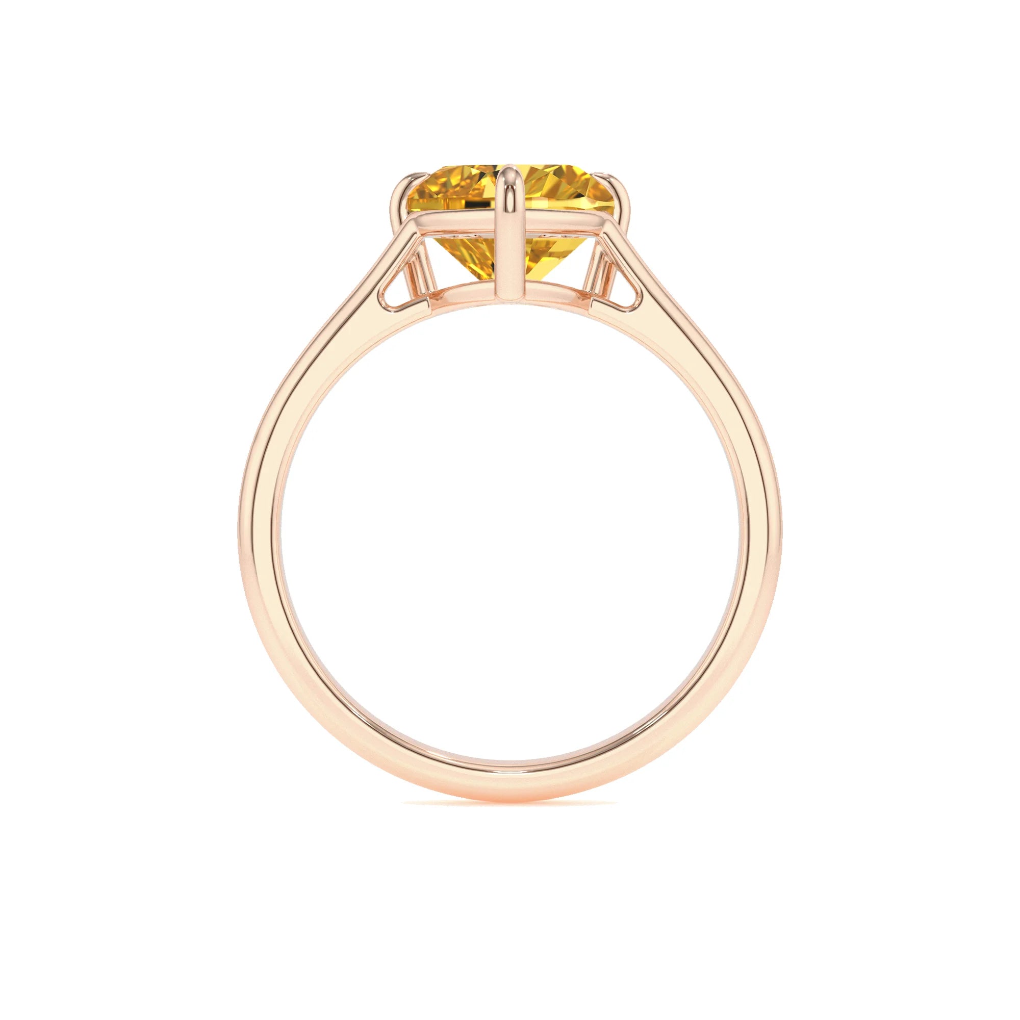 lab grown yellow-sapphire heart solitaire rings in rose gold