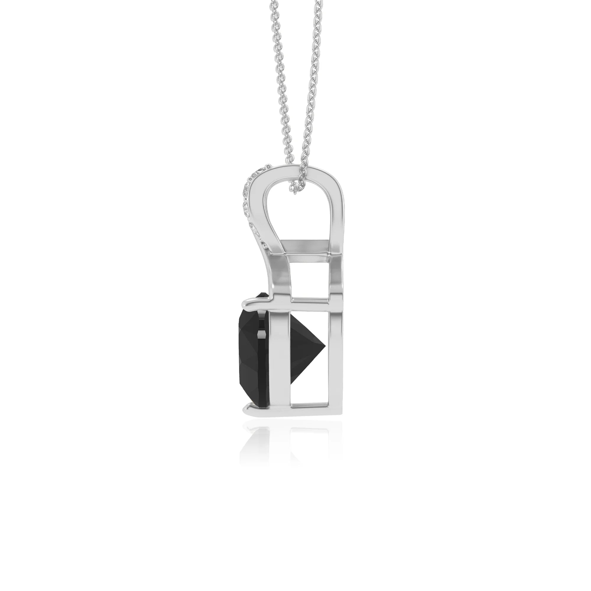 natural black-onyx heart solitaire necklaces in sterling silver