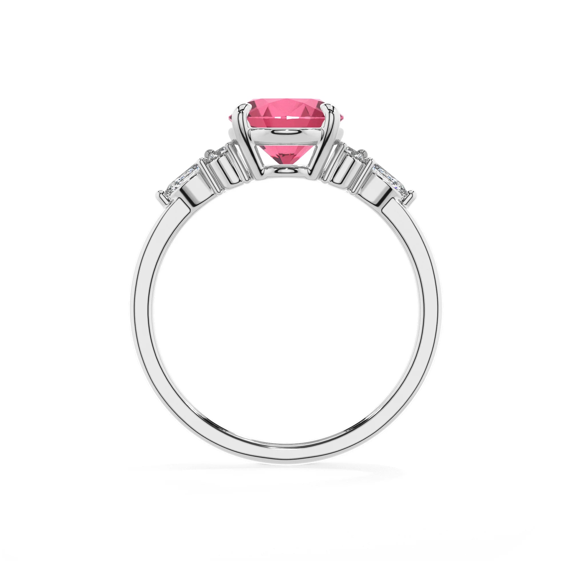 lab grown pink-tourmaline oval solitaire rings in sterling silver