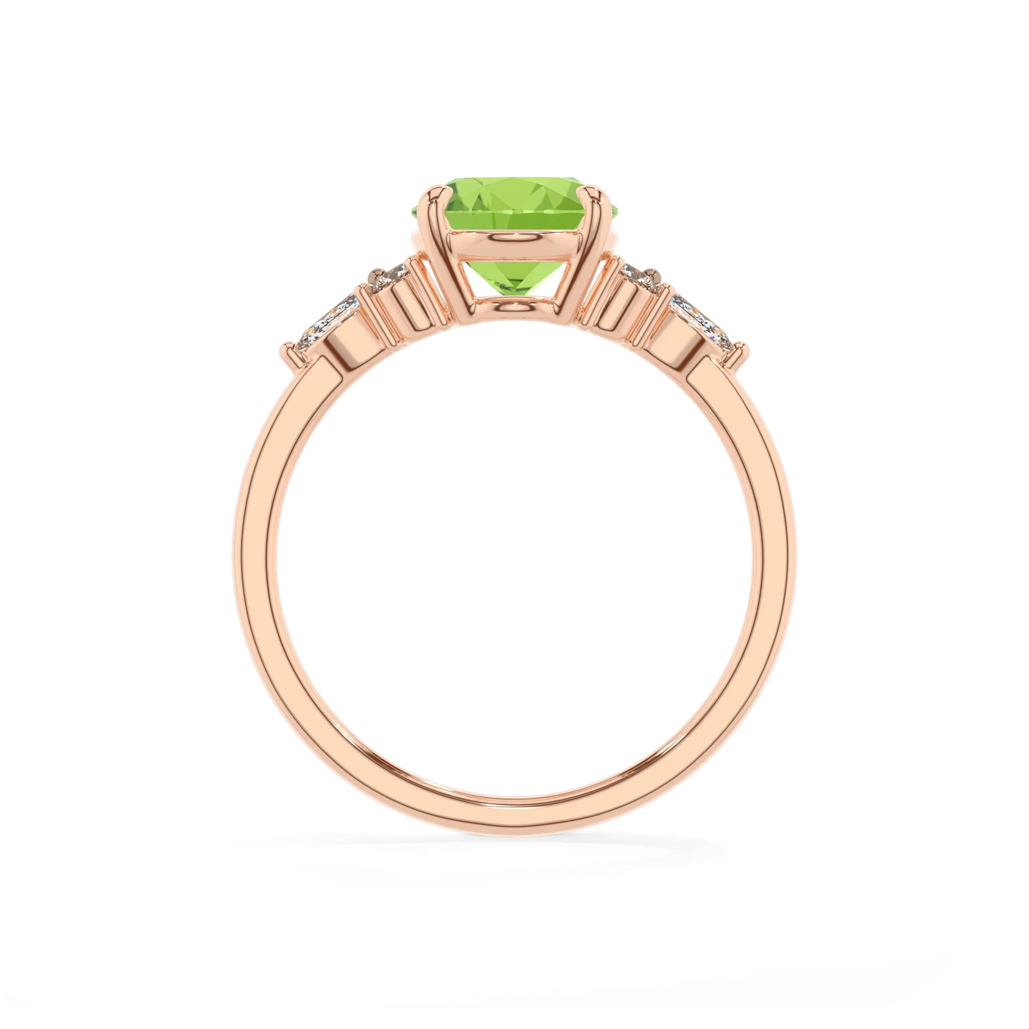 natural peridot oval solitaire rings in rose gold