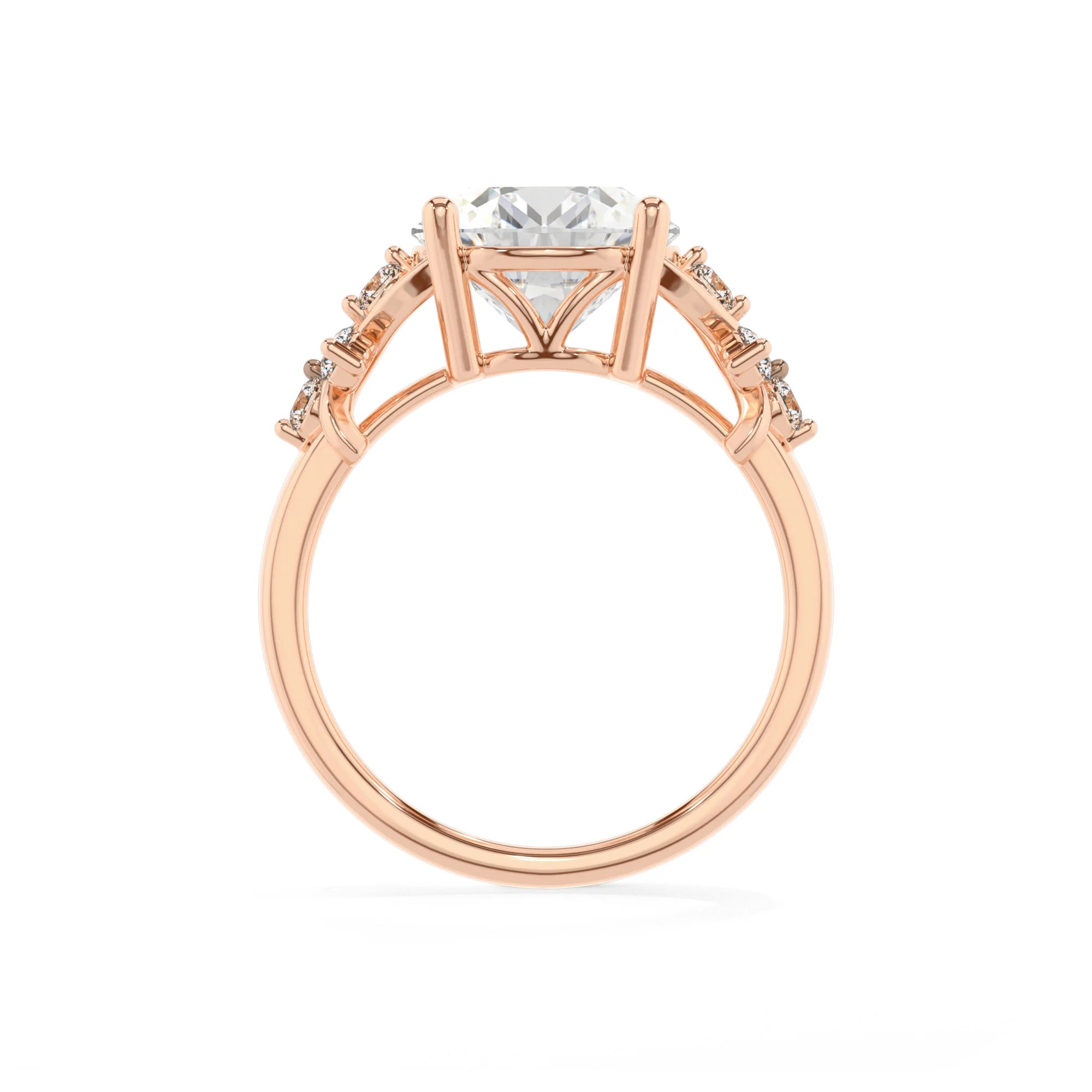 lab grown moissanite round solitaire rings in rose gold