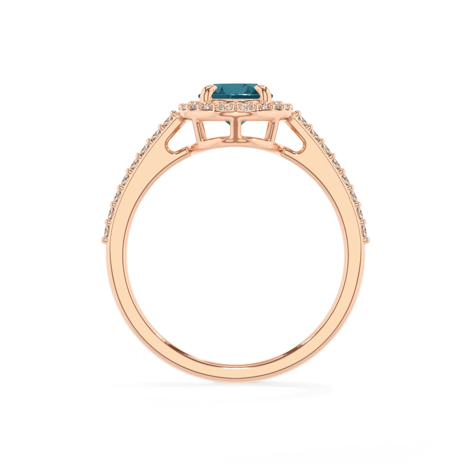 natural london-blue-topaz oval solitaire rings in rose gold