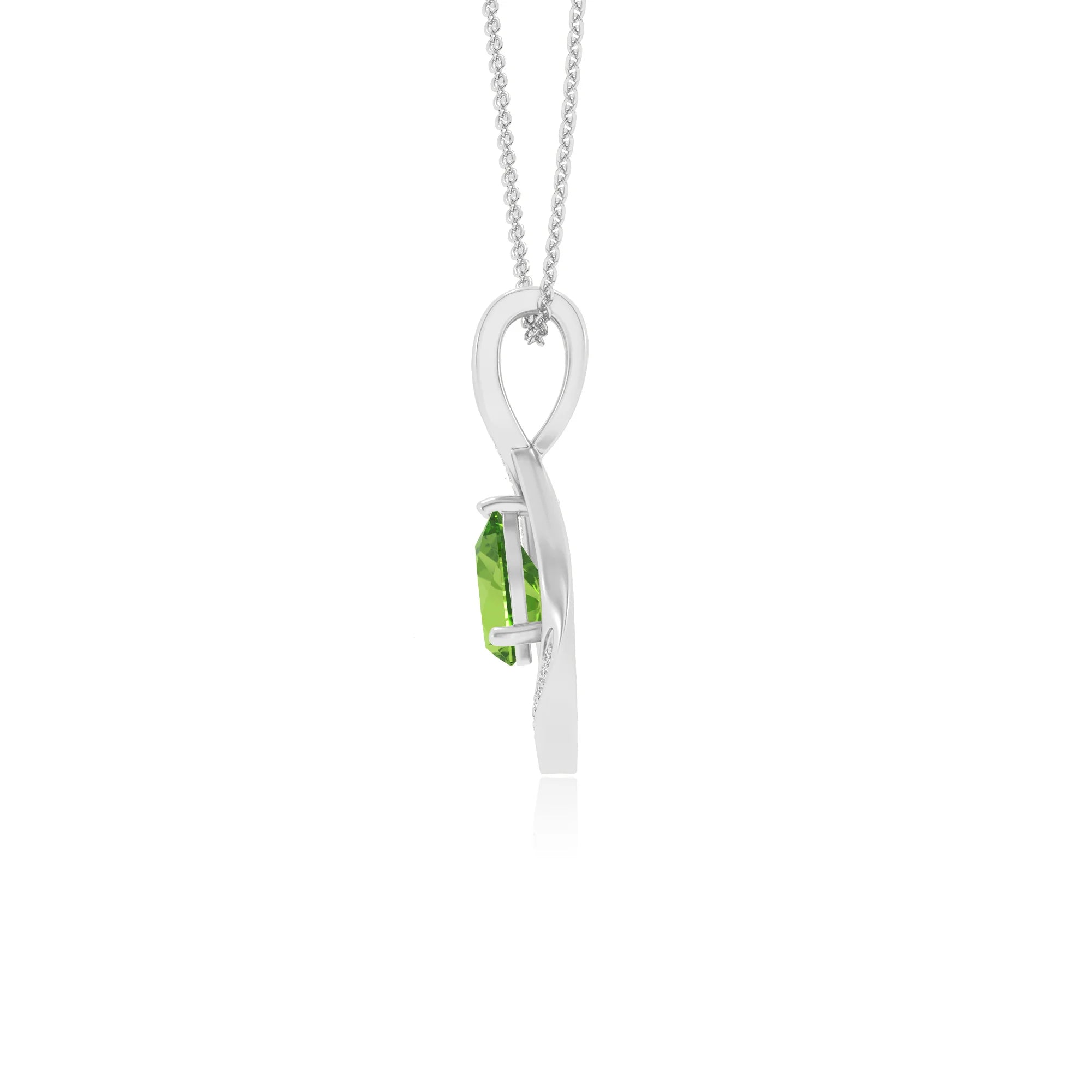 natural peridot pear solitaire necklaces in sterling silver