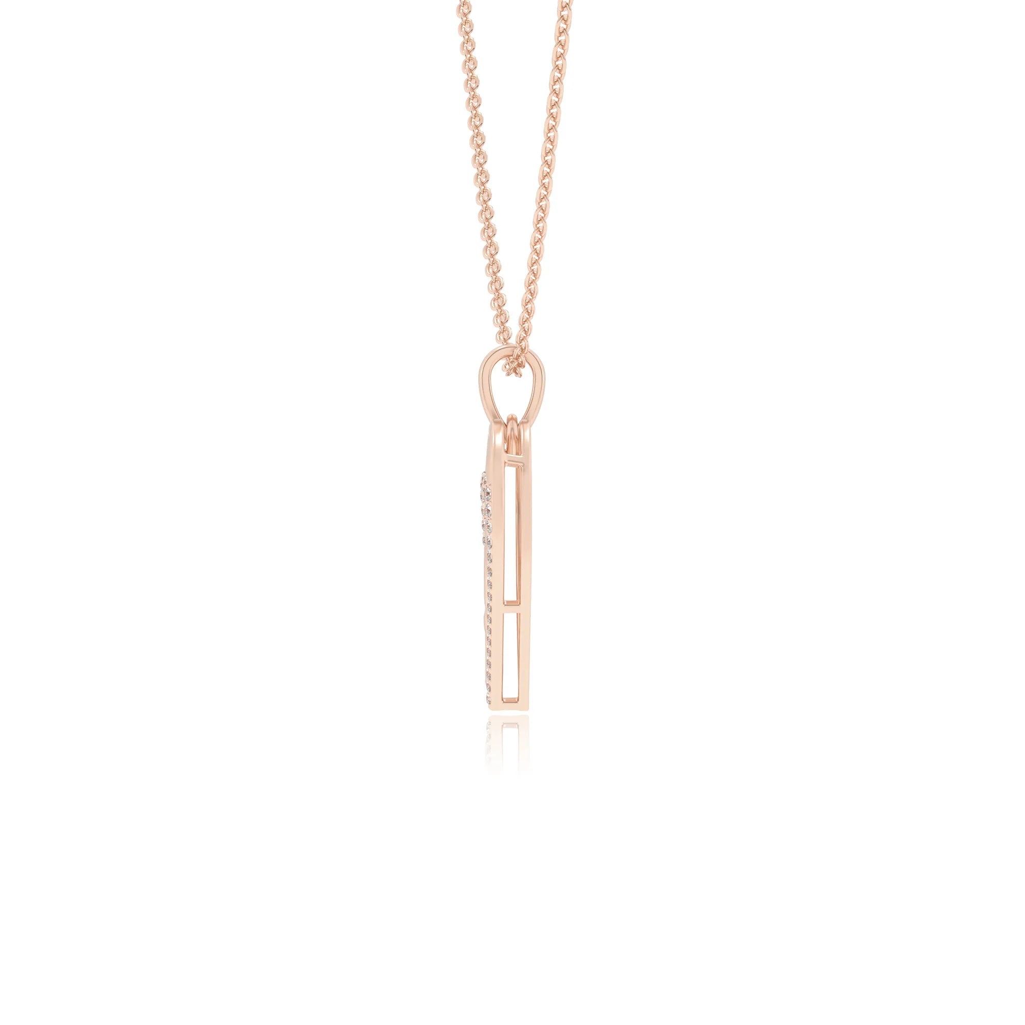 lab grown moissanite round necklaces in rose gold