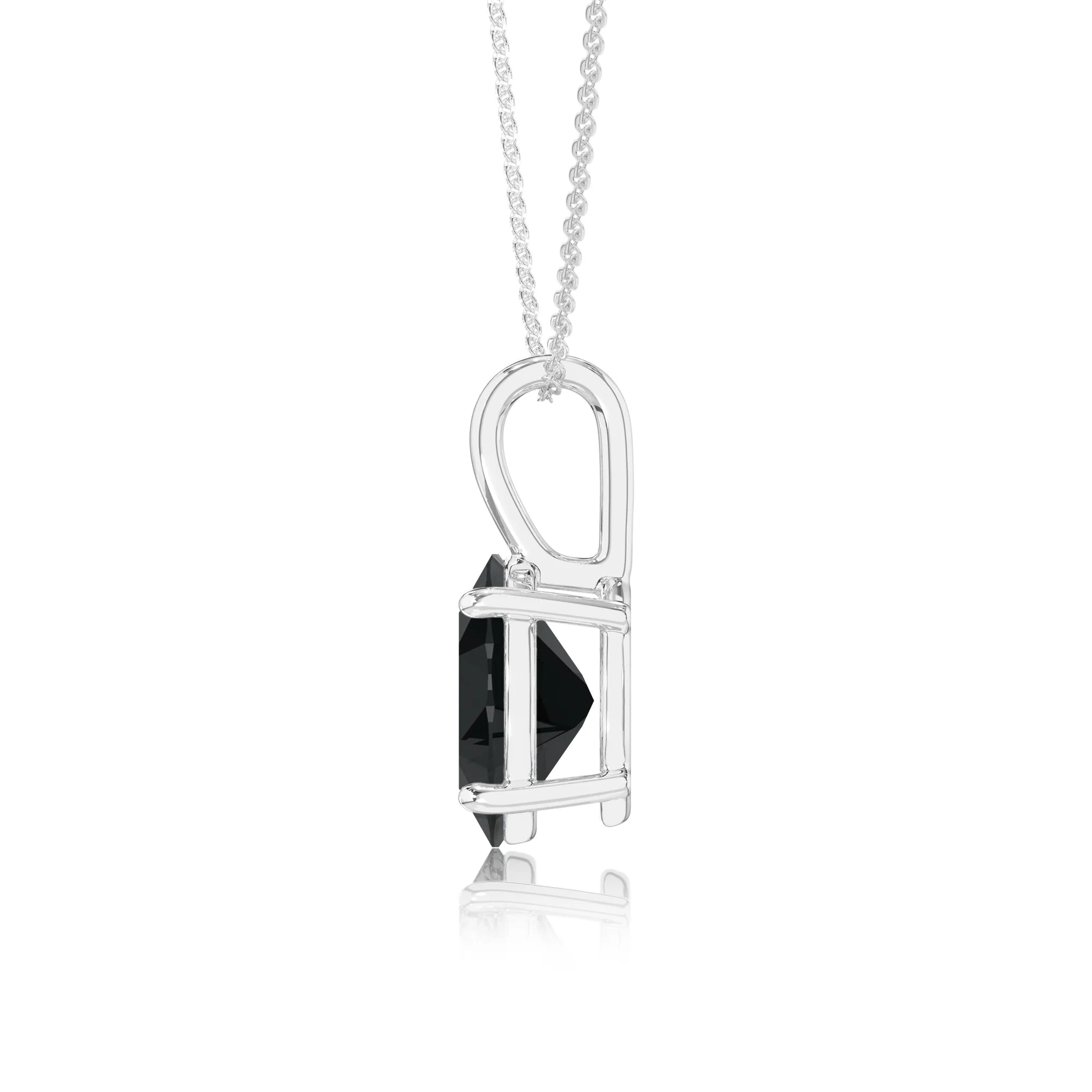 natural black-onyx oval solitaire necklaces in sterling silver