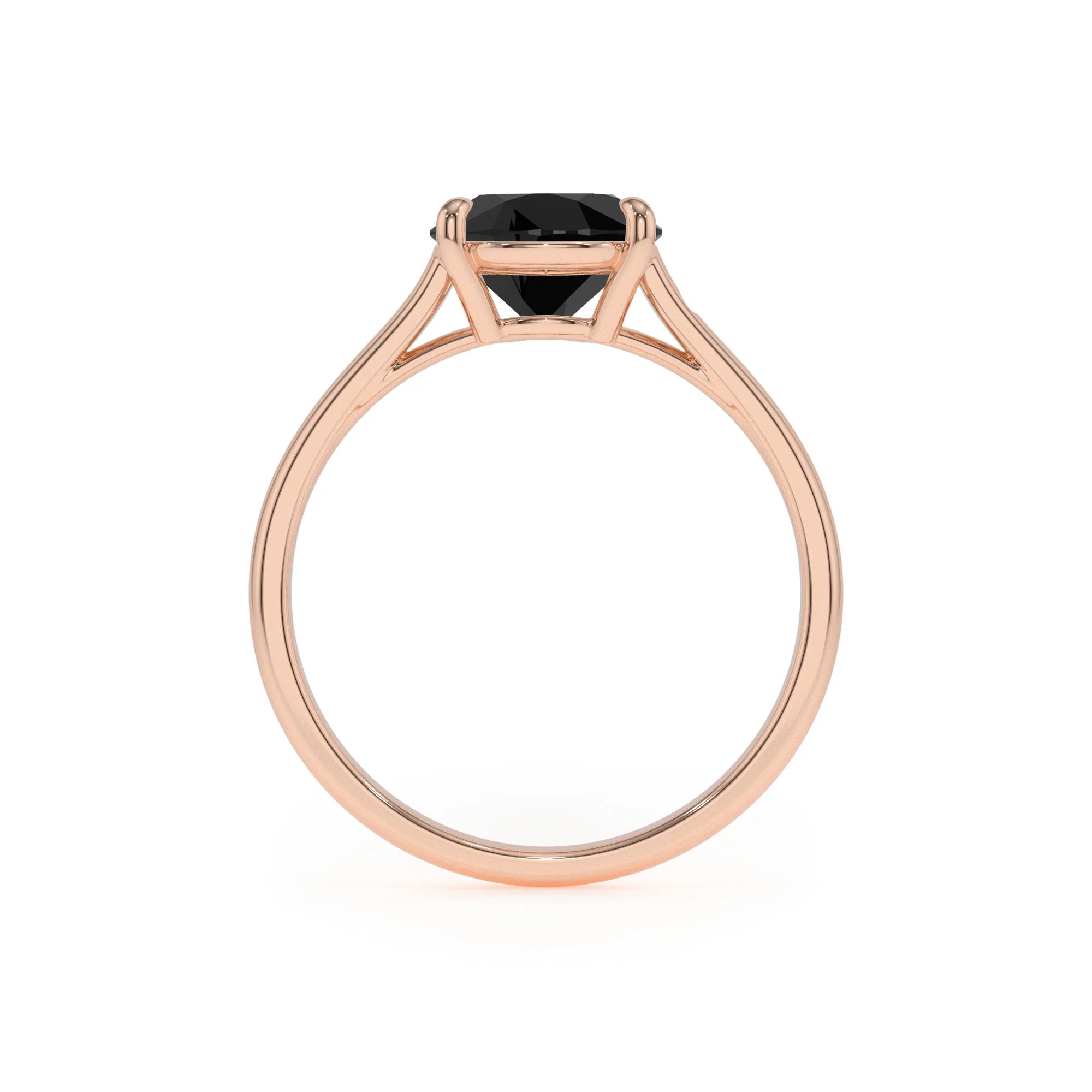 natural black-onyx cushion solitaire rings in rose gold