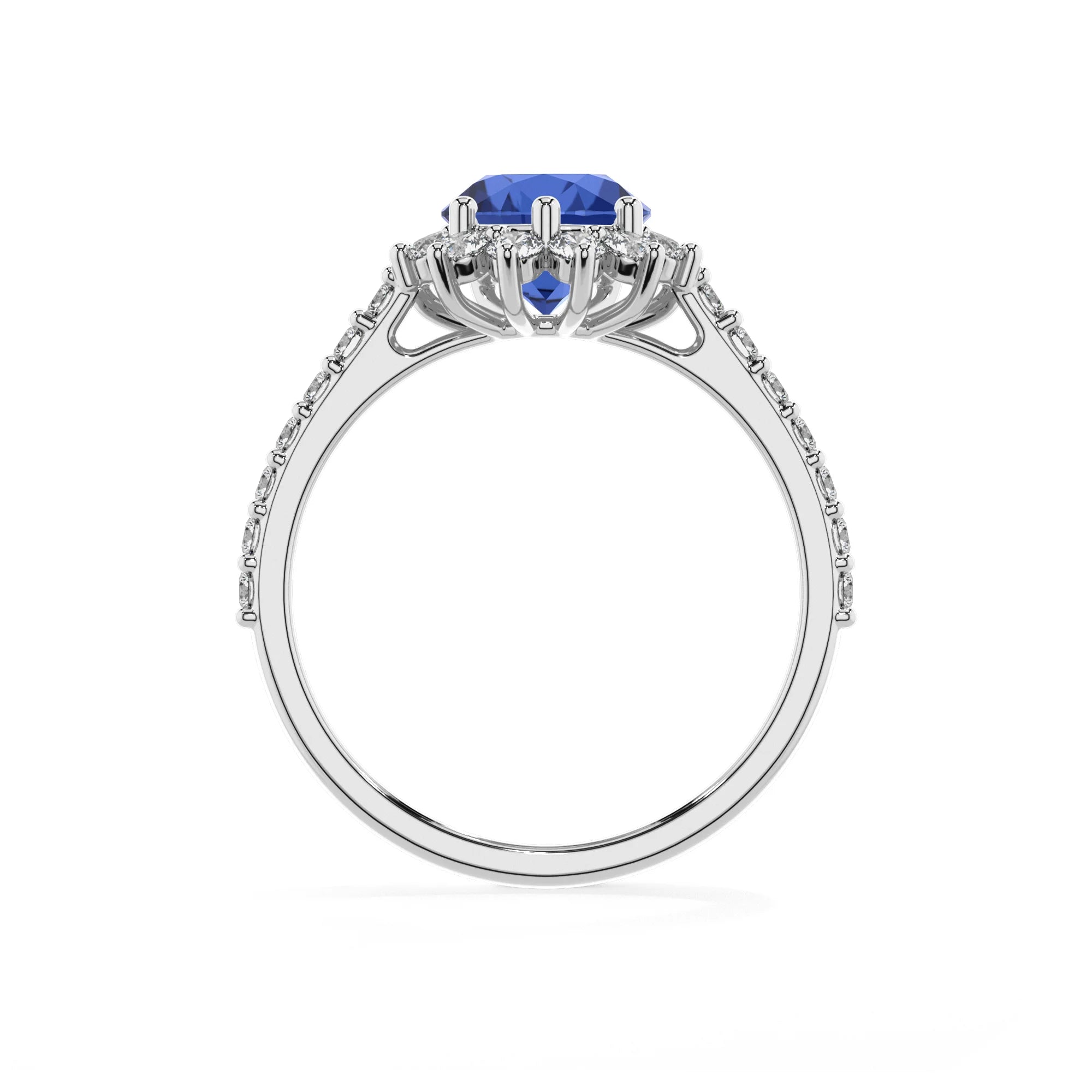 lab grown blue-sapphire pear solitaire rings in white gold