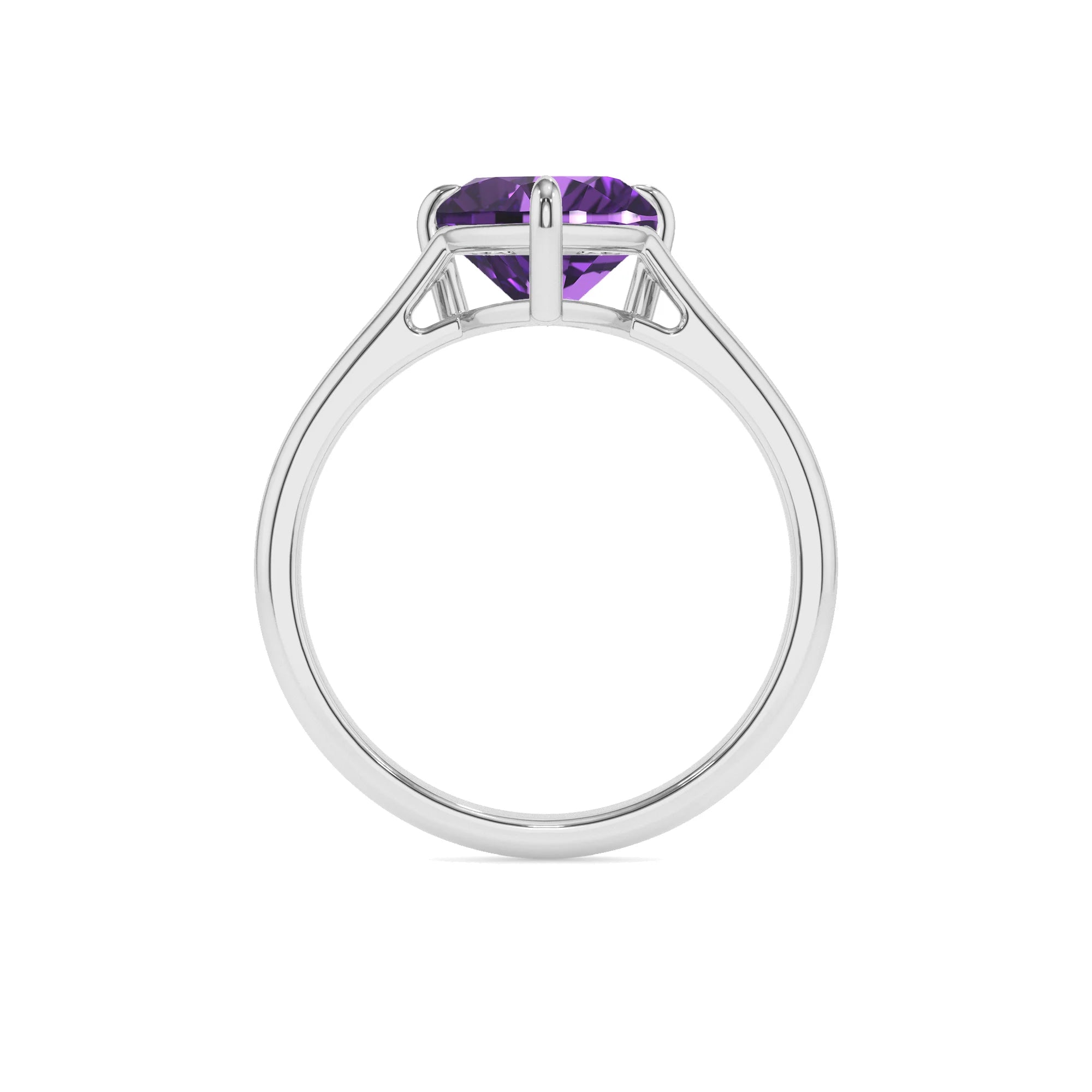 lab grown amethyst heart solitaire rings in platinum