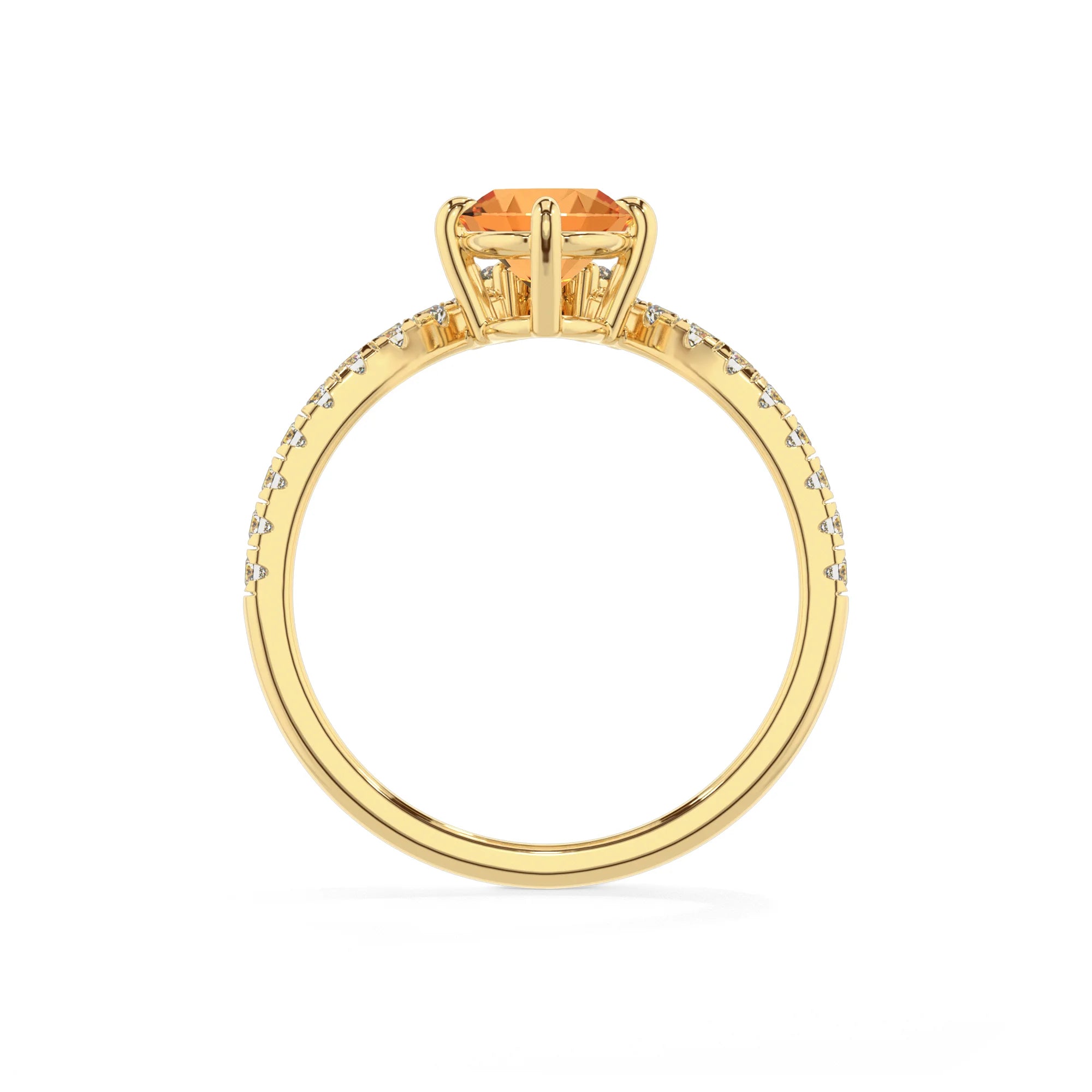 lab grown citrine oval solitaire rings in yellow gold