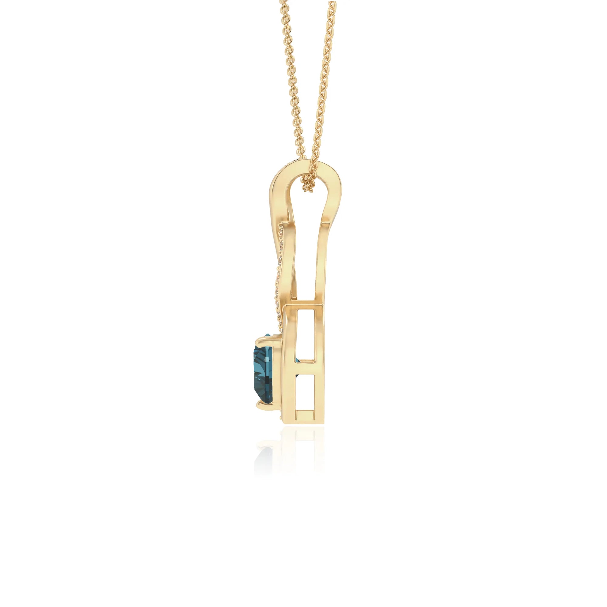 natural london-blue-topaz heart infinity necklaces in yellow gold