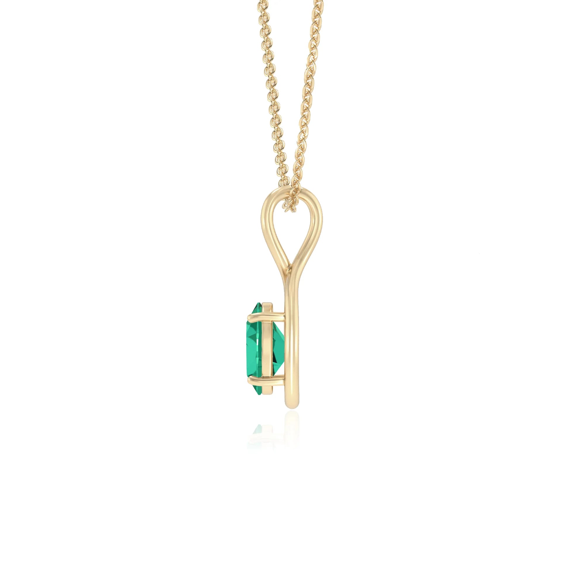 lab grown emerald oval solitaire necklaces in yellow gold