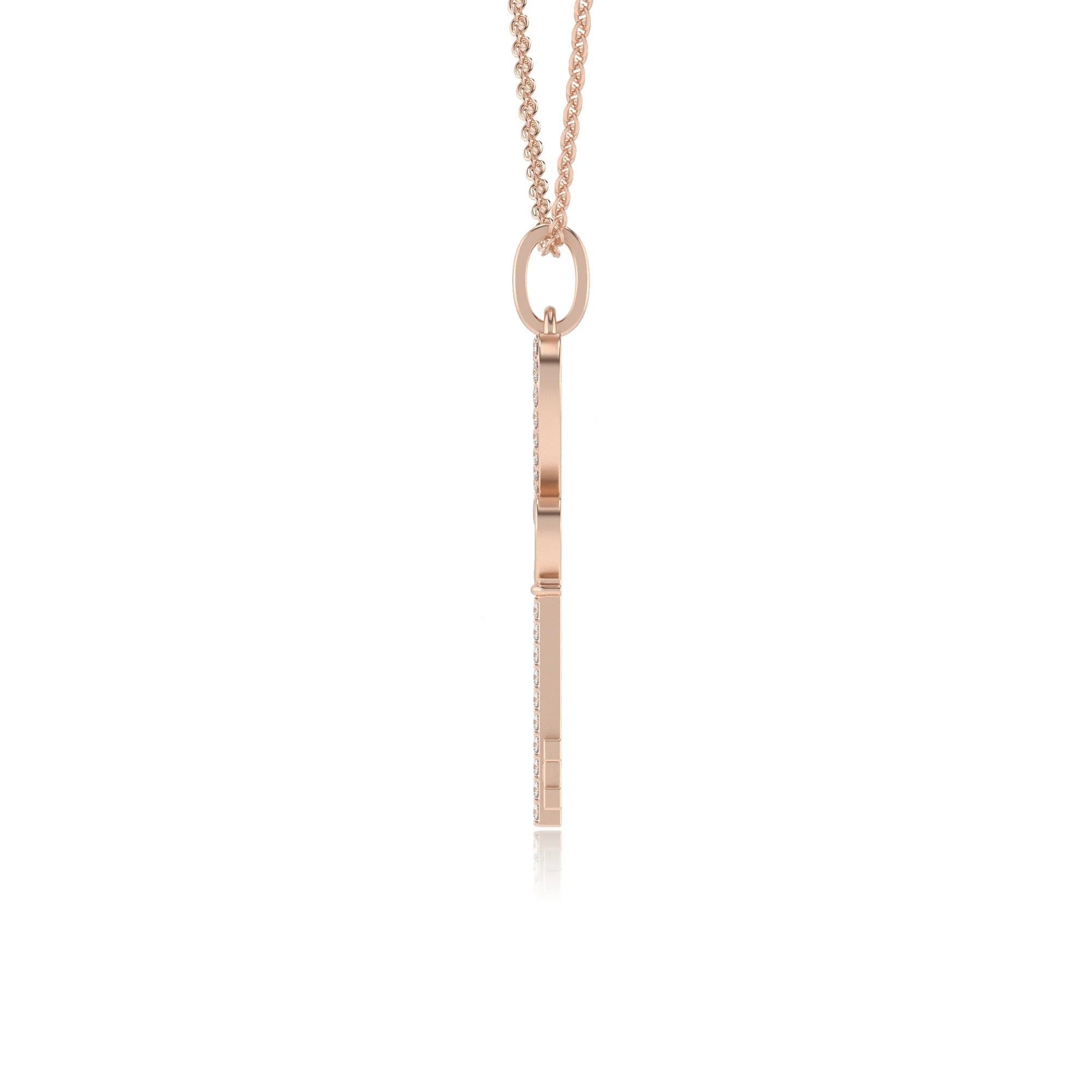 lab grown moissanite round drop necklaces in rose gold