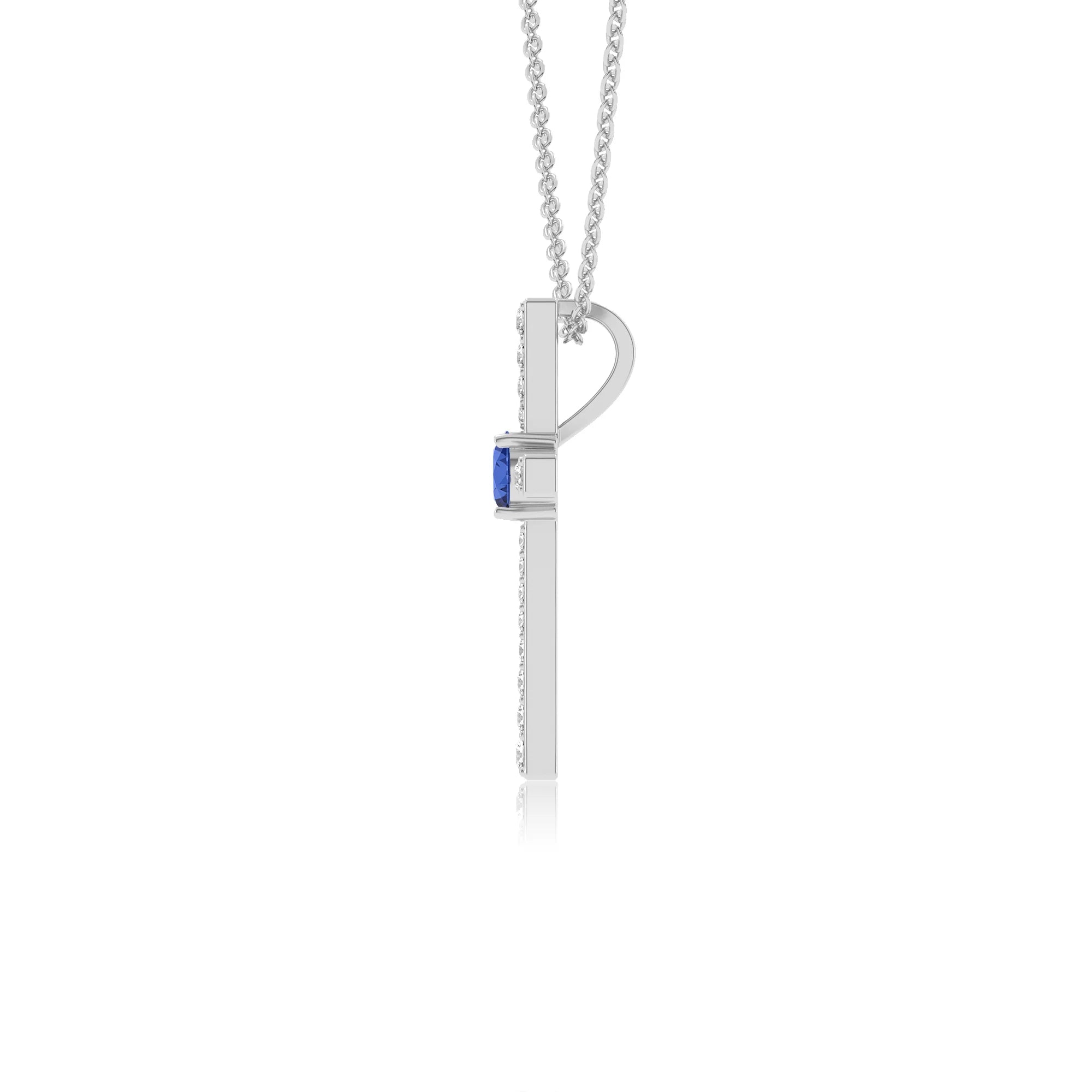 lab grown blue-sapphire round infinity necklaces in platinum
