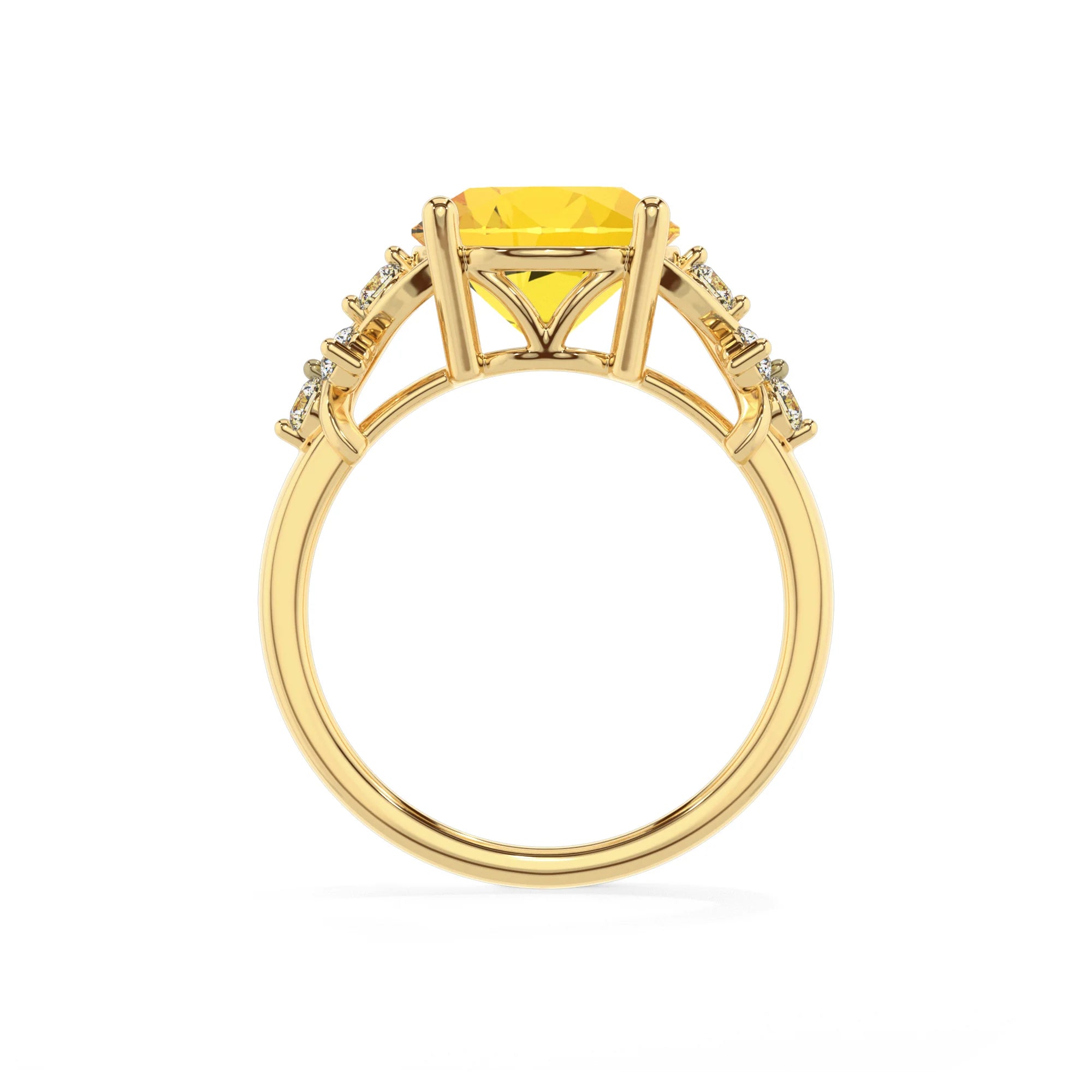 lab grown yellow-sapphire round solitaire rings in yellow gold