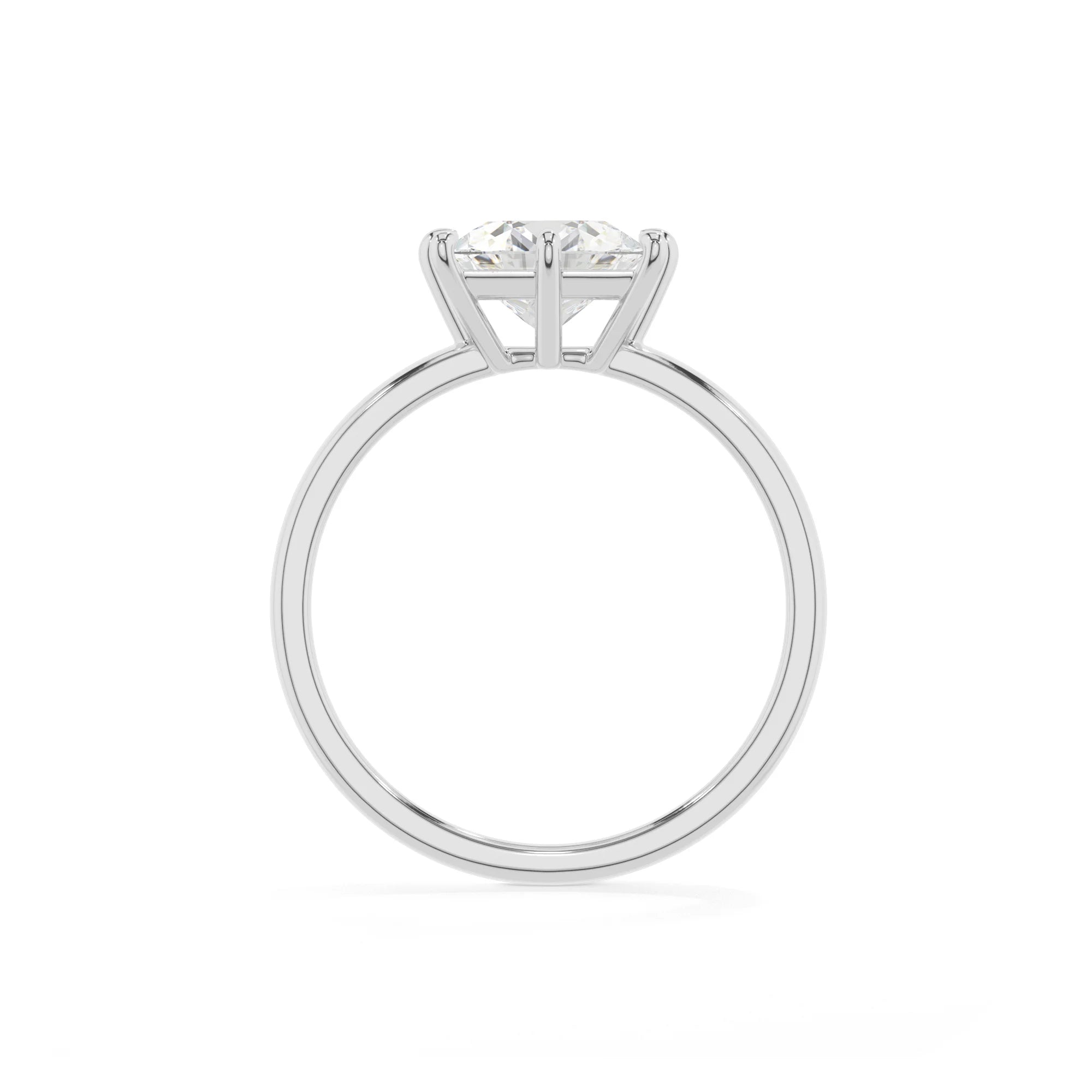 lab grown moissanite princess solitaire rings in sterling silver
