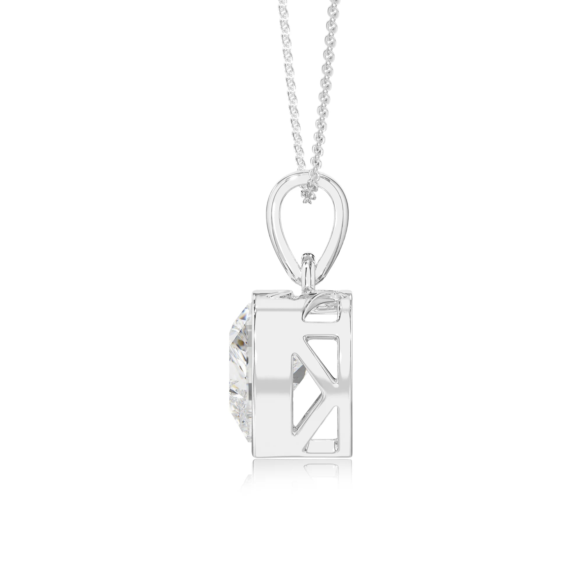 lab grown moissanite heart solitaire necklaces in white gold