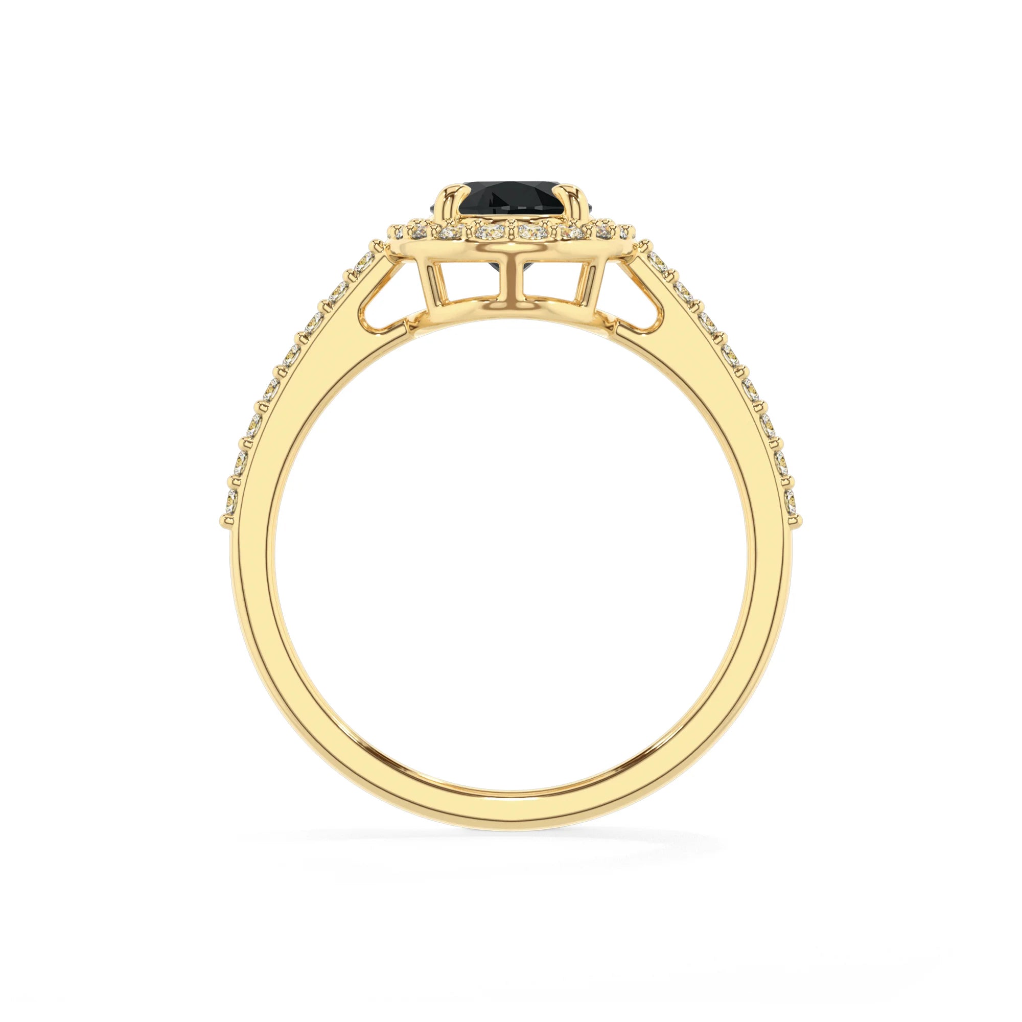 natural black-onyx oval solitaire rings in yellow gold