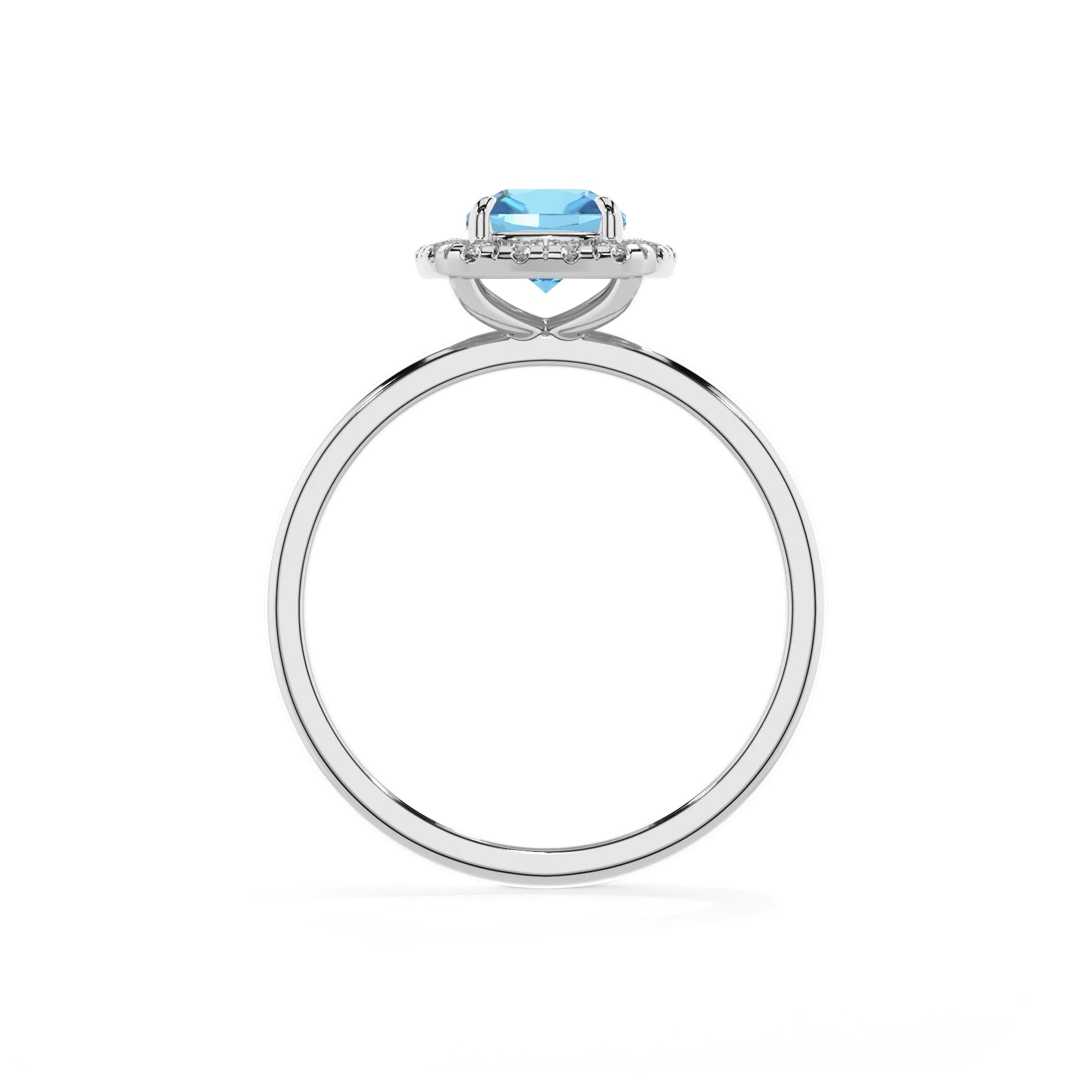 natural swiss-blue-topaz cushion solitaire rings in white gold