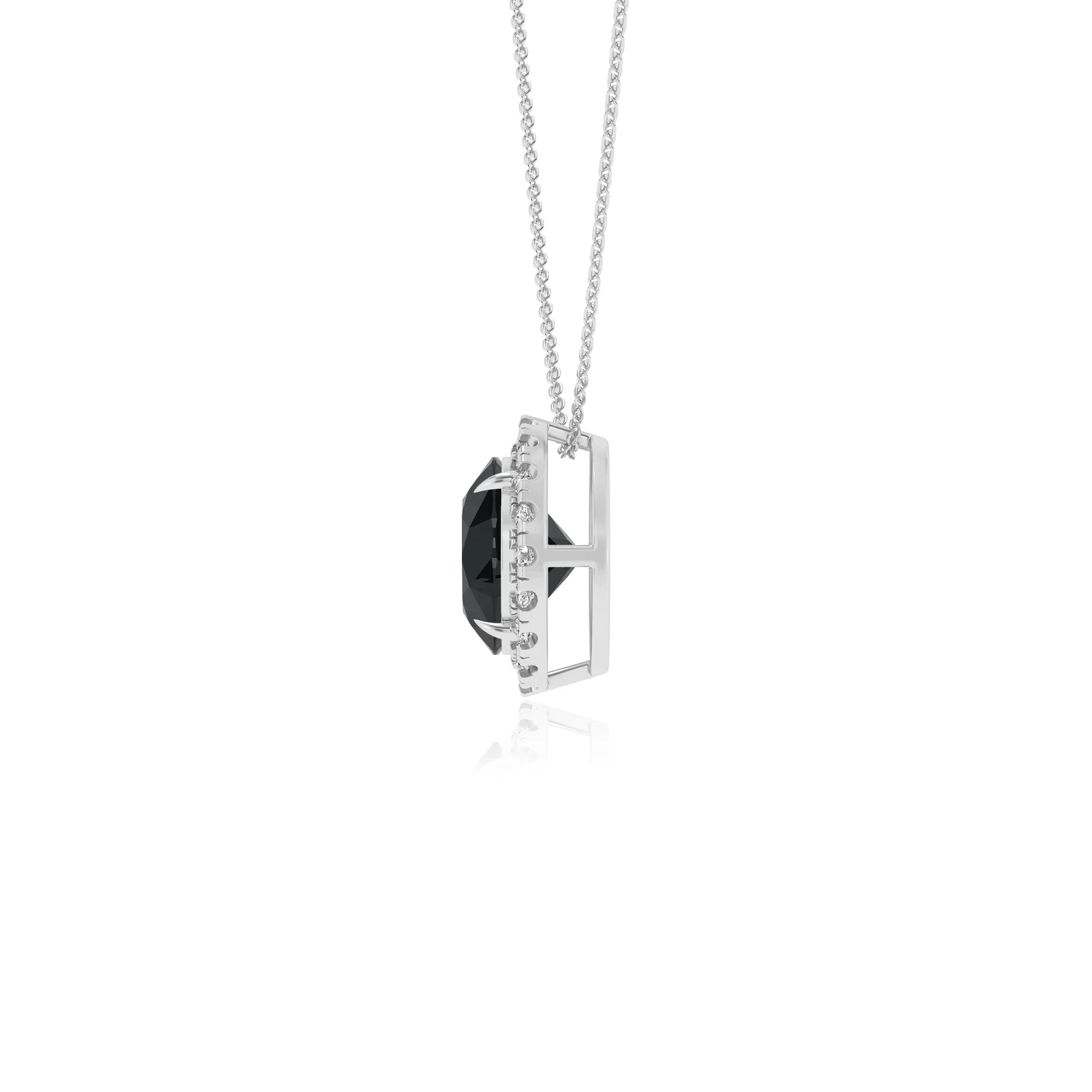 natural black onyx round solitaire necklaces in white gold