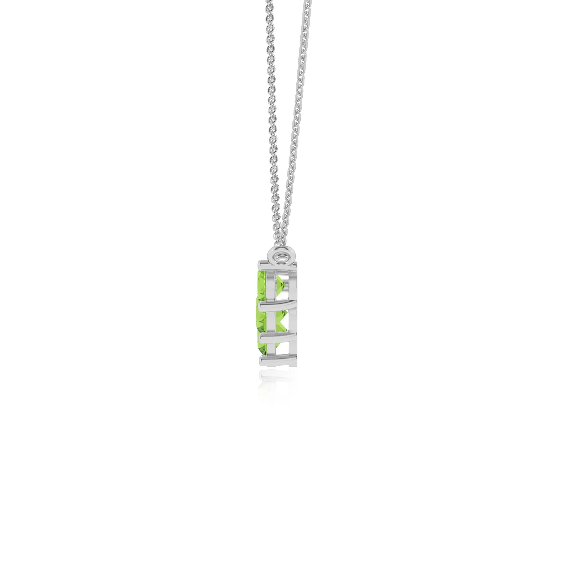 natural peridot round bar necklaces in white gold