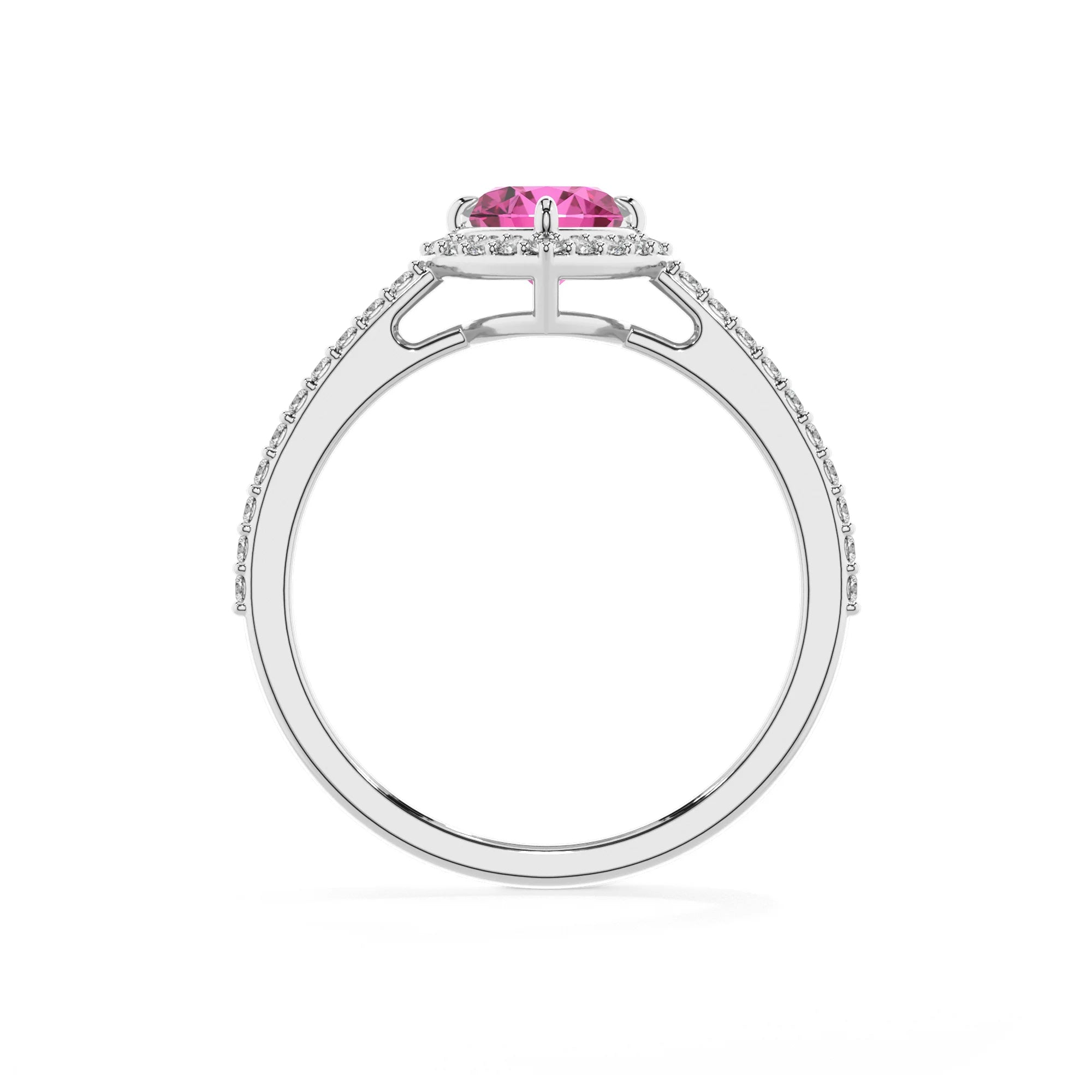 lab grown pink-sapphire heart solitaire rings in white gold