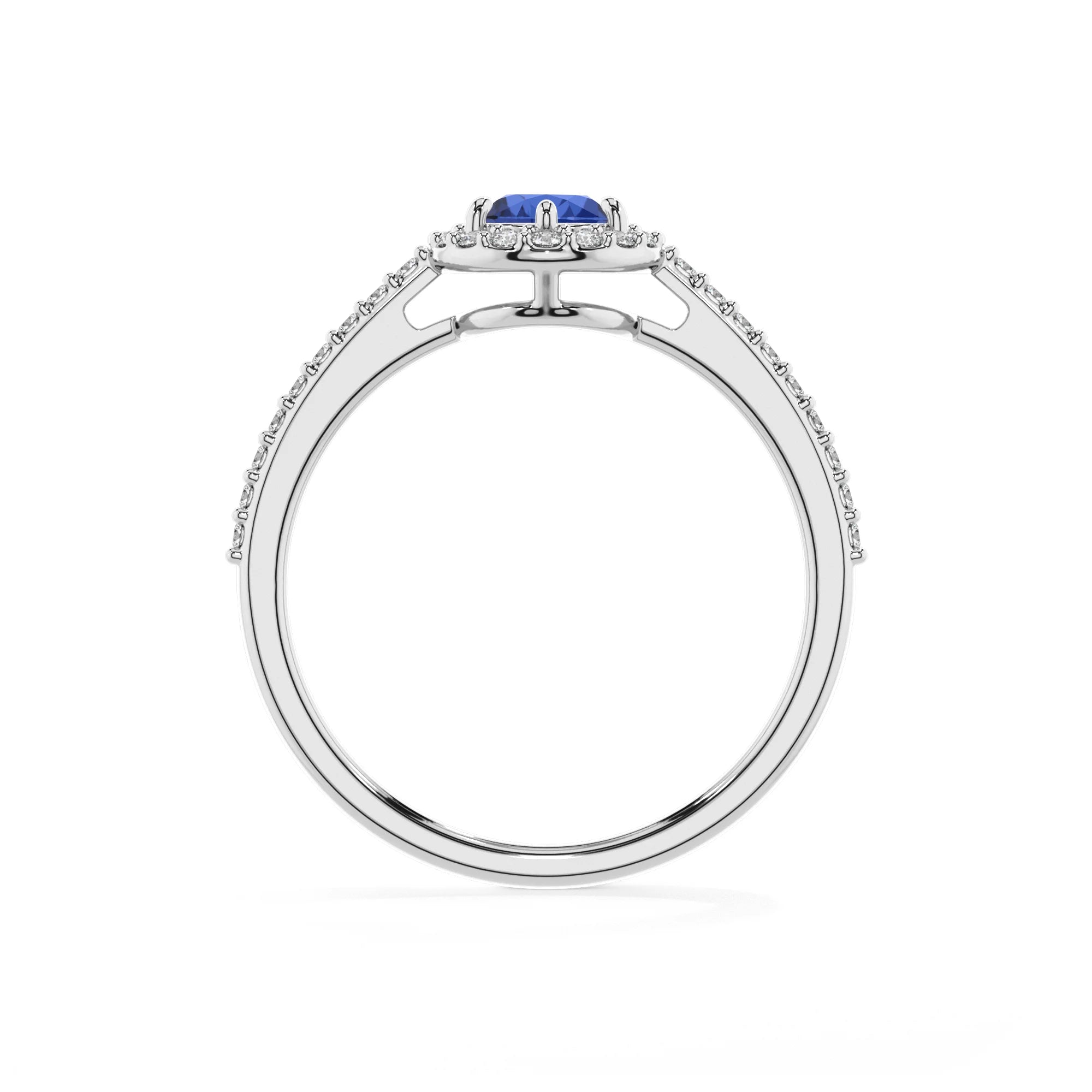 lab grown blue-sapphire pear solitaire rings in white gold