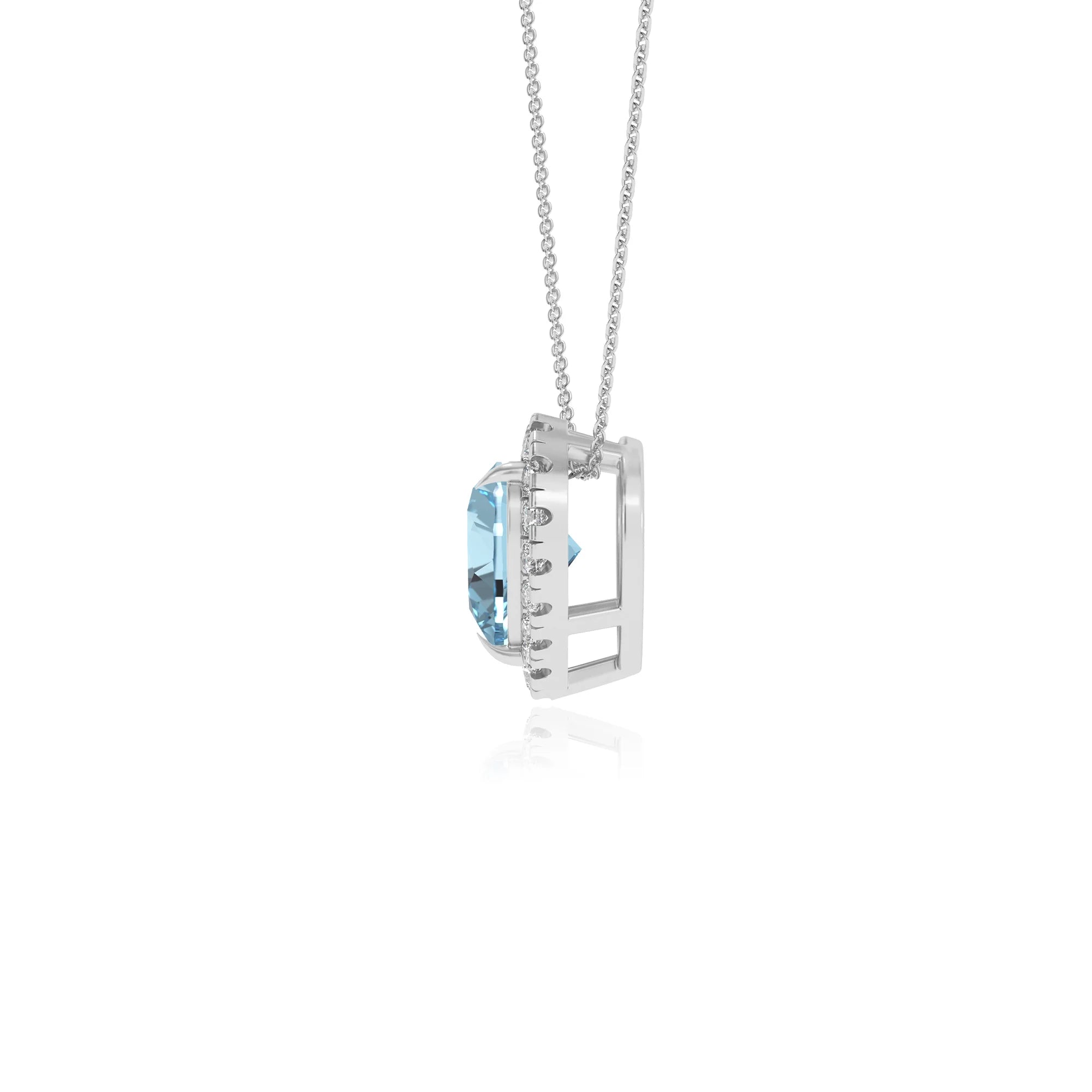 lab grown aquamarine heart solitaire necklaces in platinum