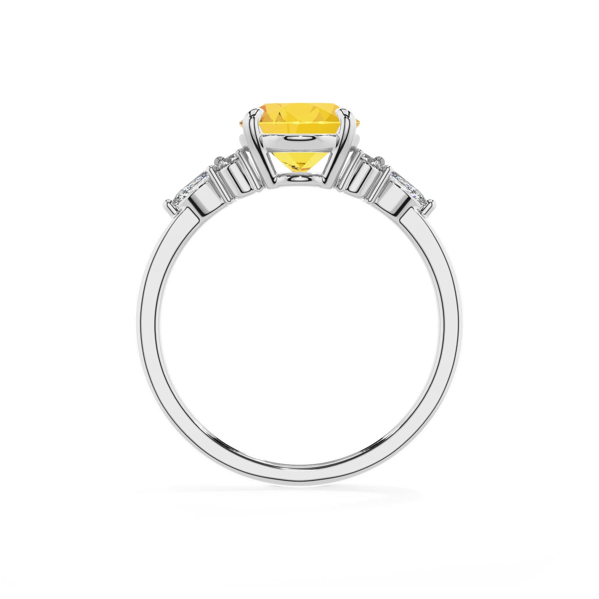 lab grown yellow-sapphire oval solitaire rings in white gold