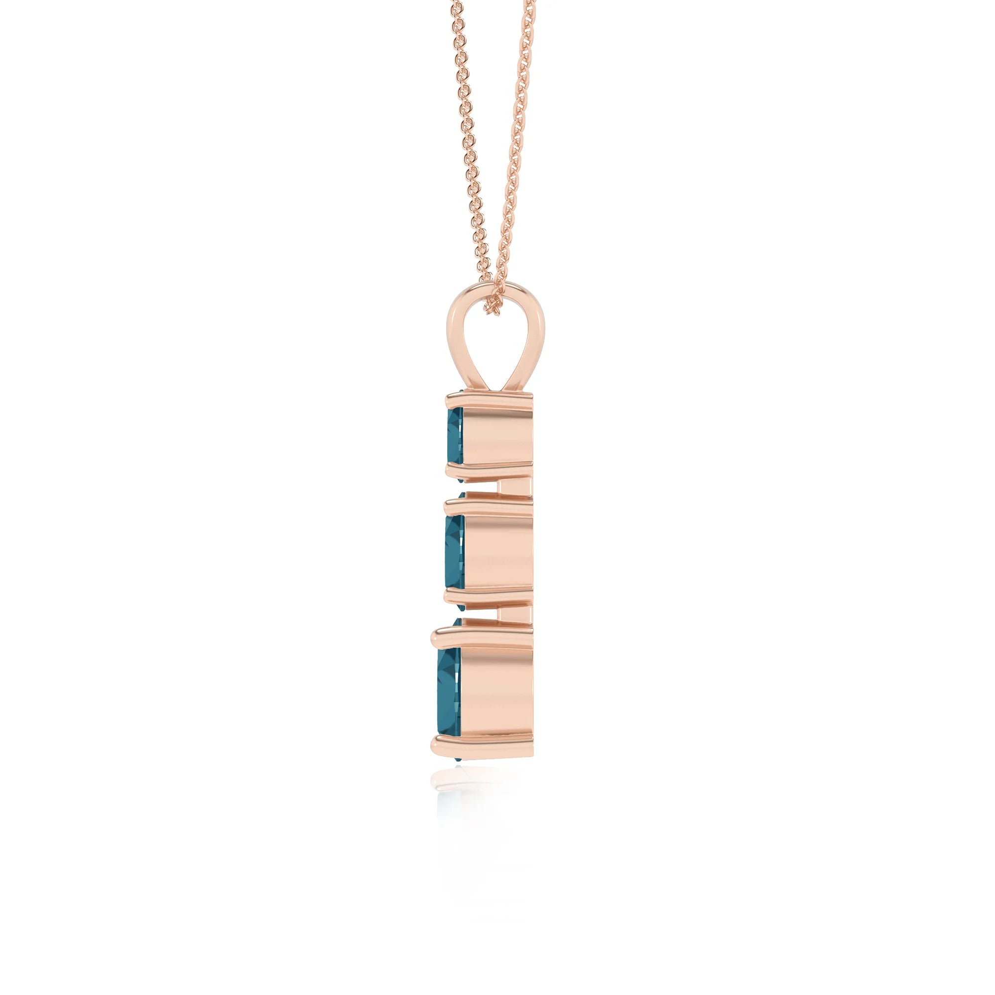 natural london-blue-topaz round bar v-bale necklaces in rose gold