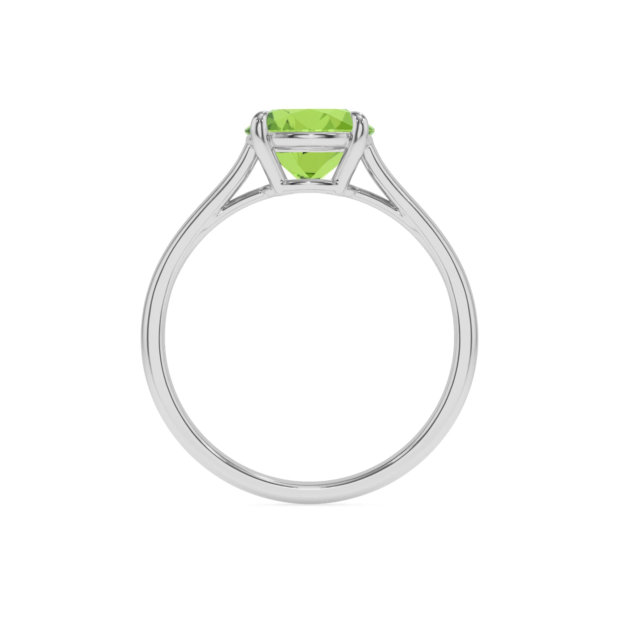 natural peridot round solitaire rings in platinum