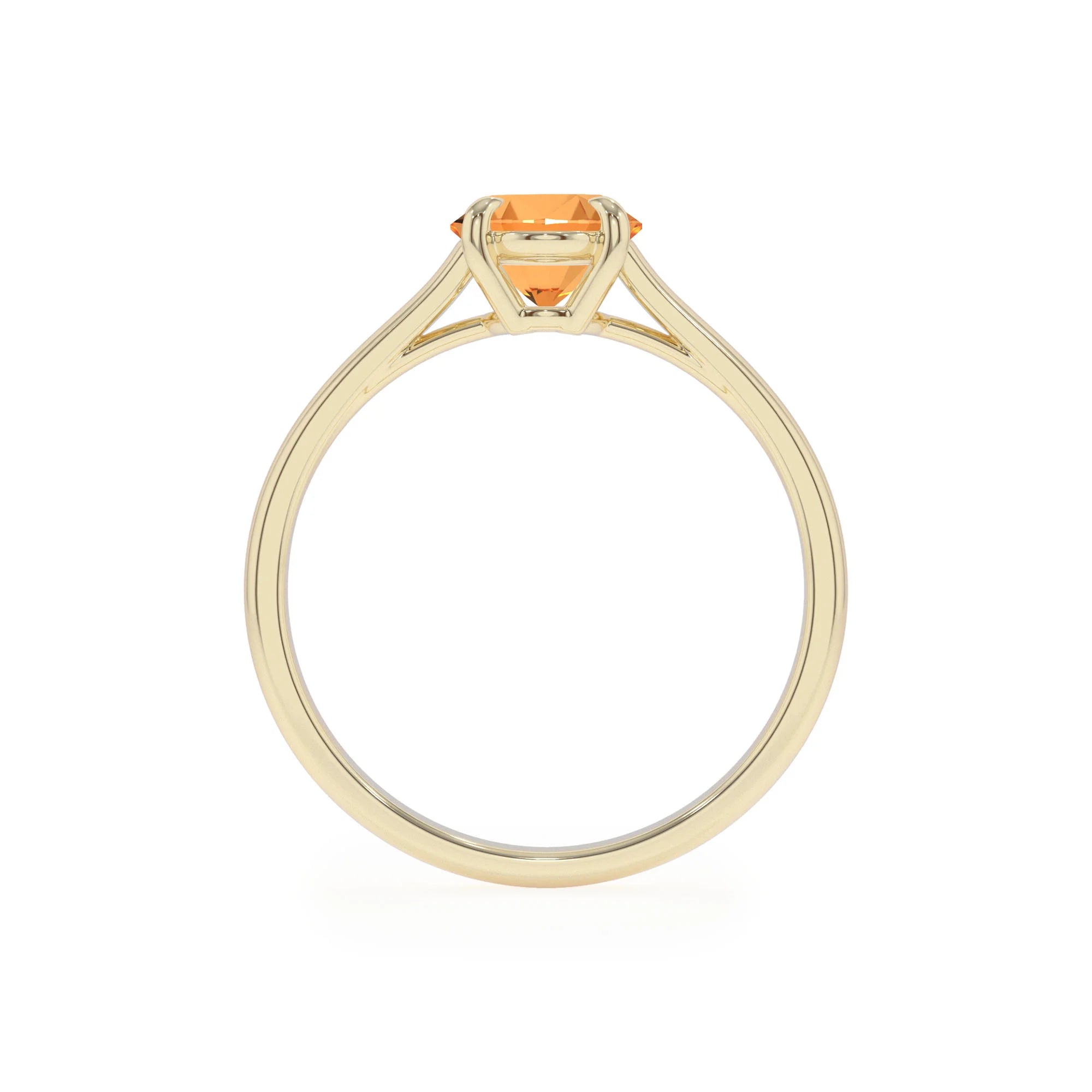 lab grown citrine oval solitaire rings in yellow gold