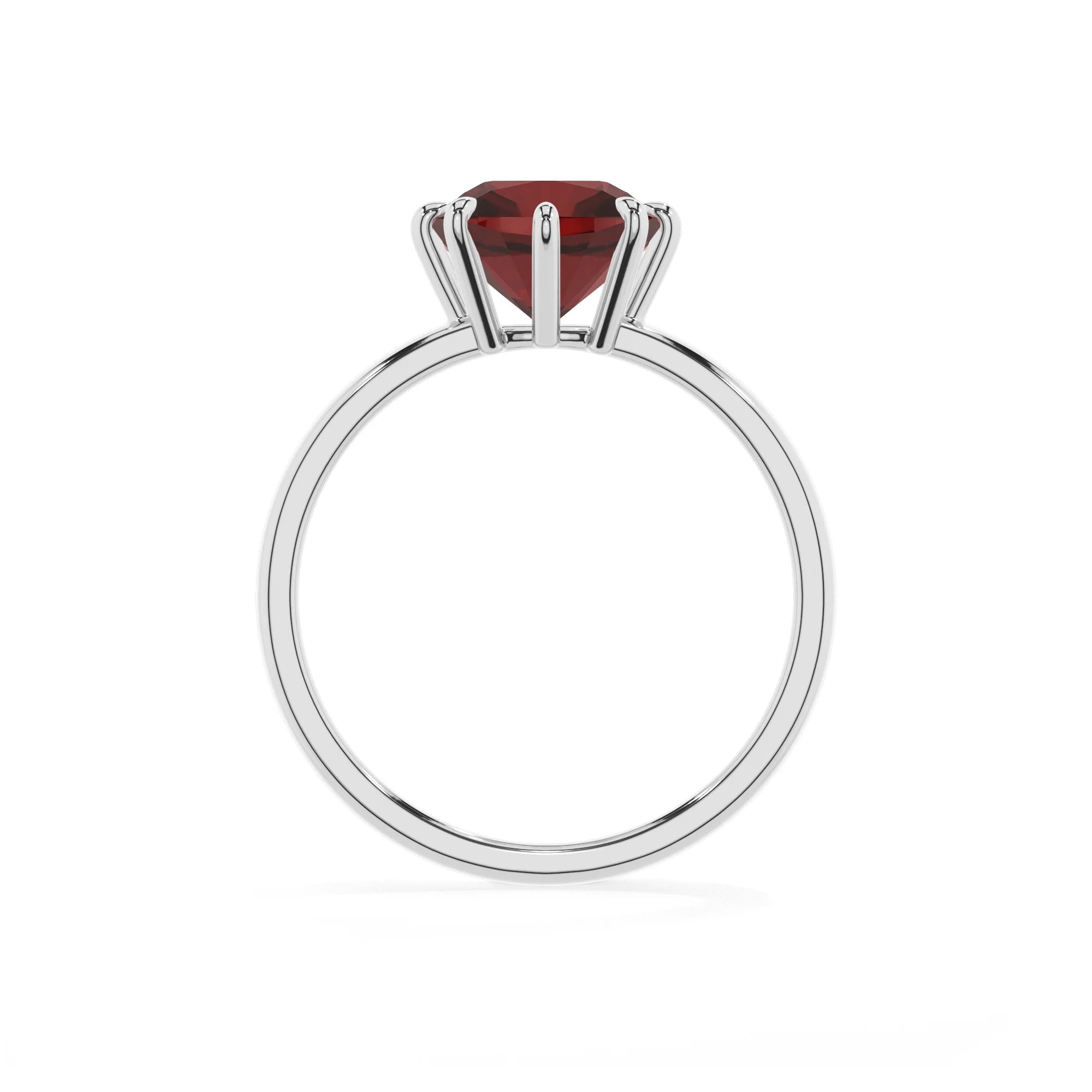 natural garnet cushion solitaire rings in white gold