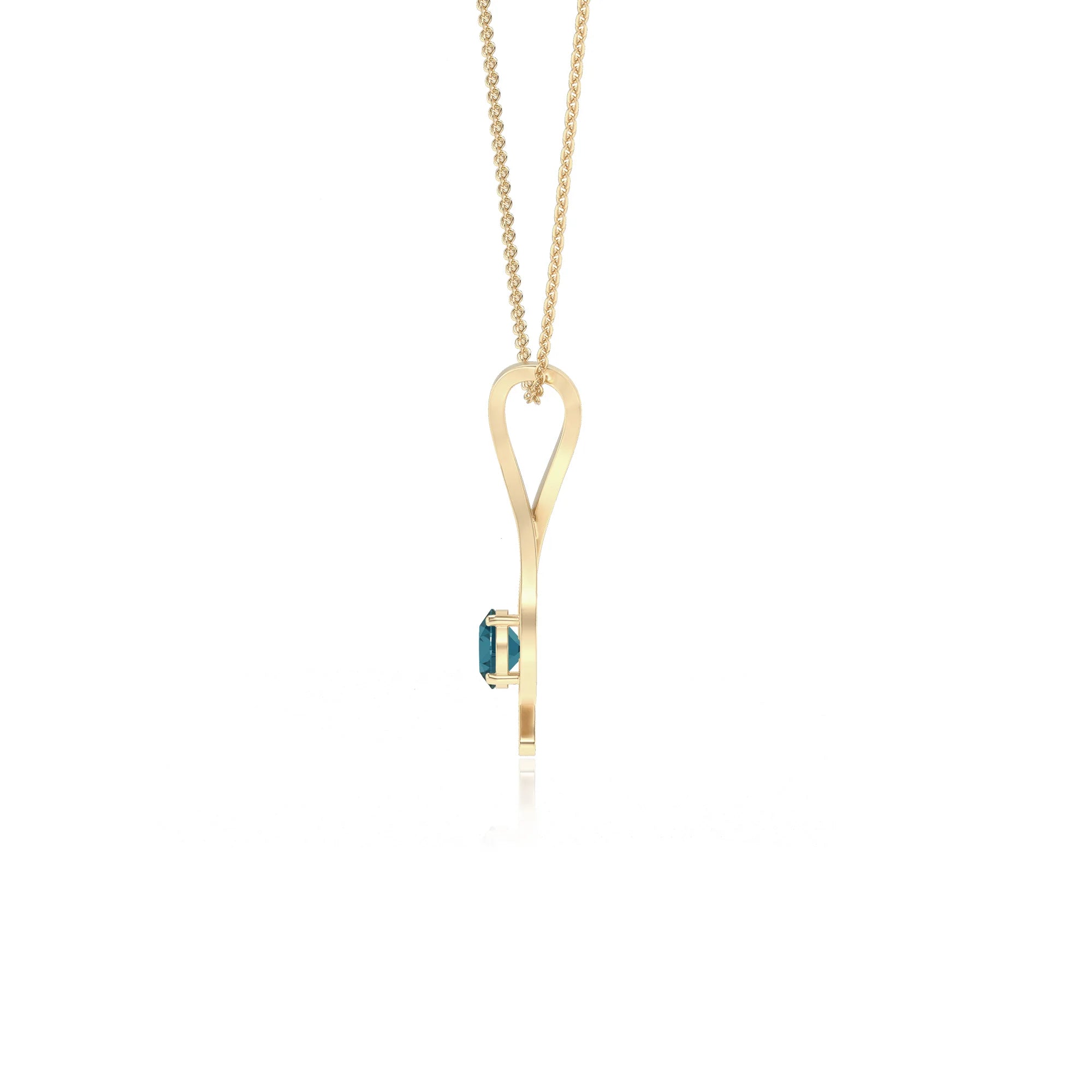natural london-blue-topaz round solitaire necklaces in yellow gold