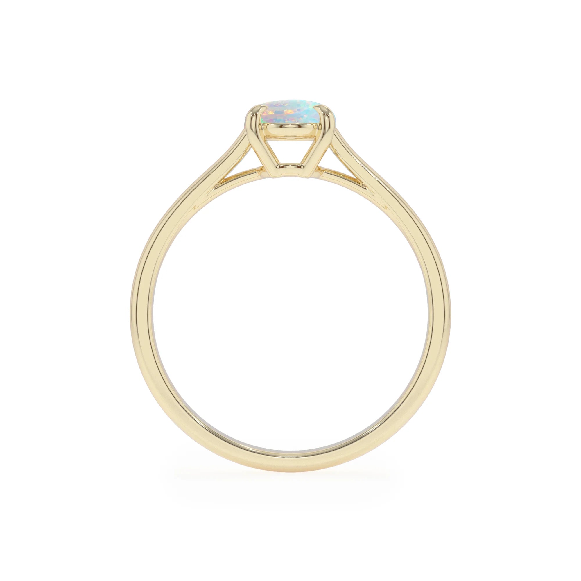 lab grown opal oval solitaire rings in yellow gold
