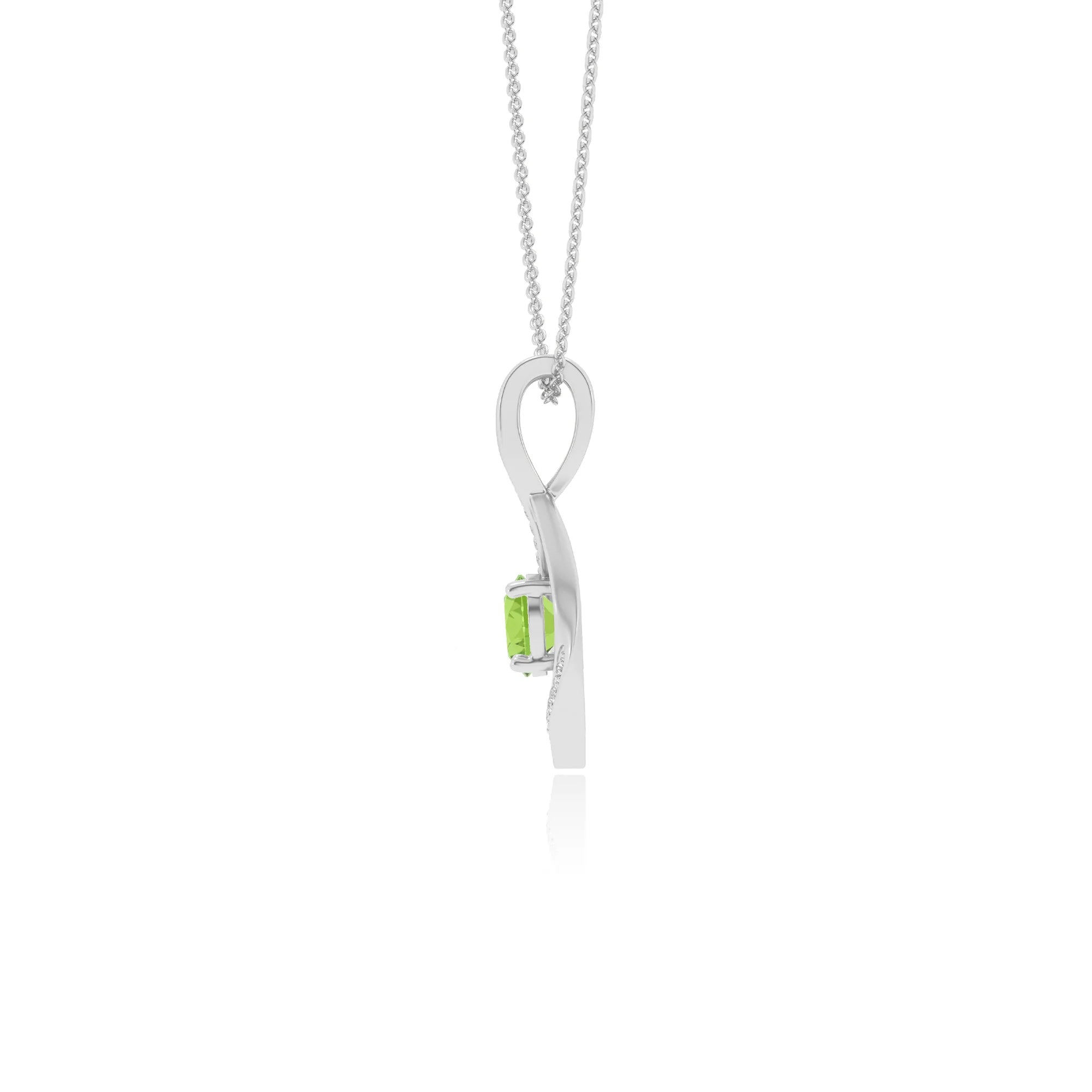 natural peridot round solitaire necklaces in platinum