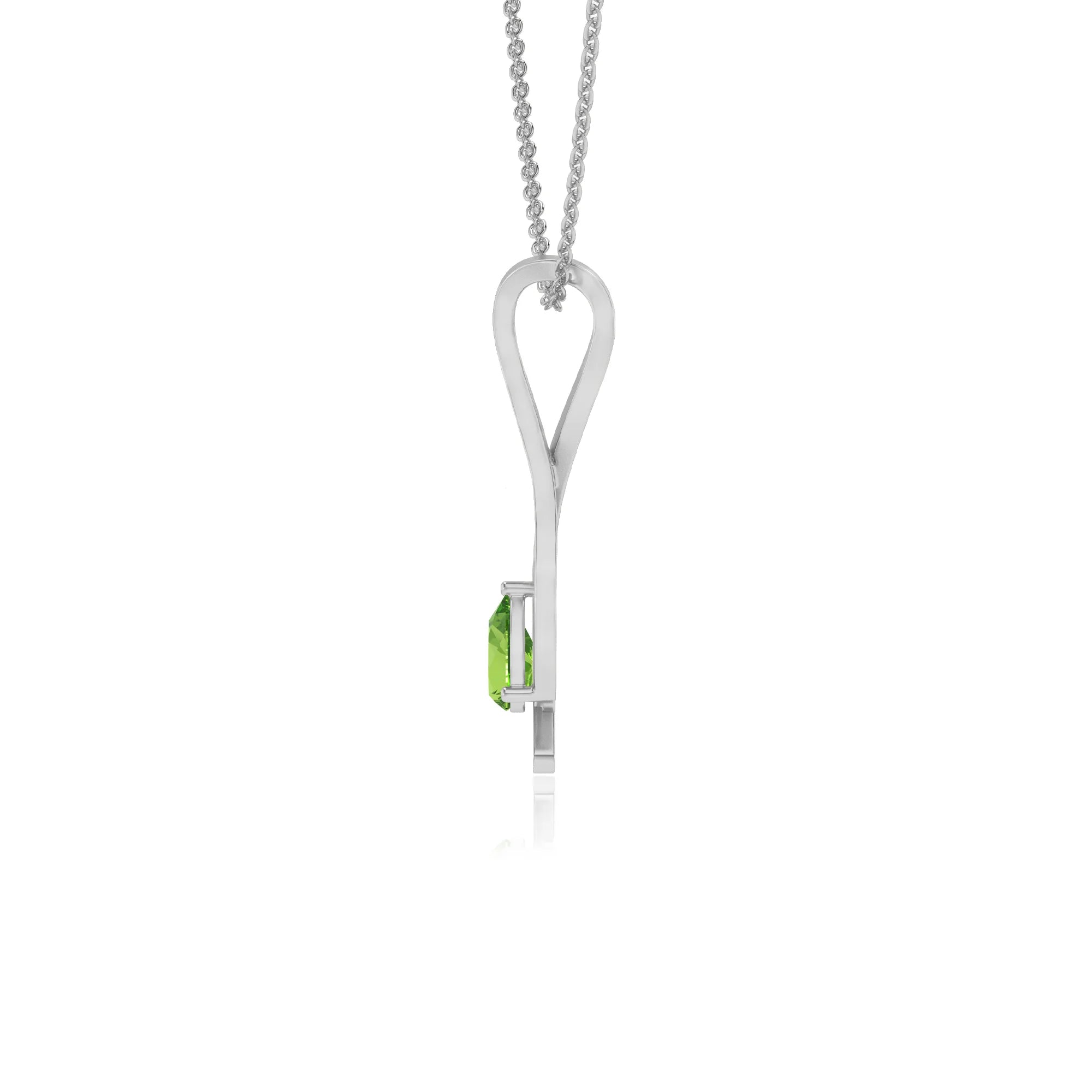 natural peridot pear solitaire necklaces in white gold